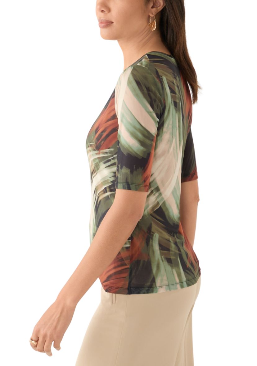 Womens Elbow Sleeve Printed T-Shirt