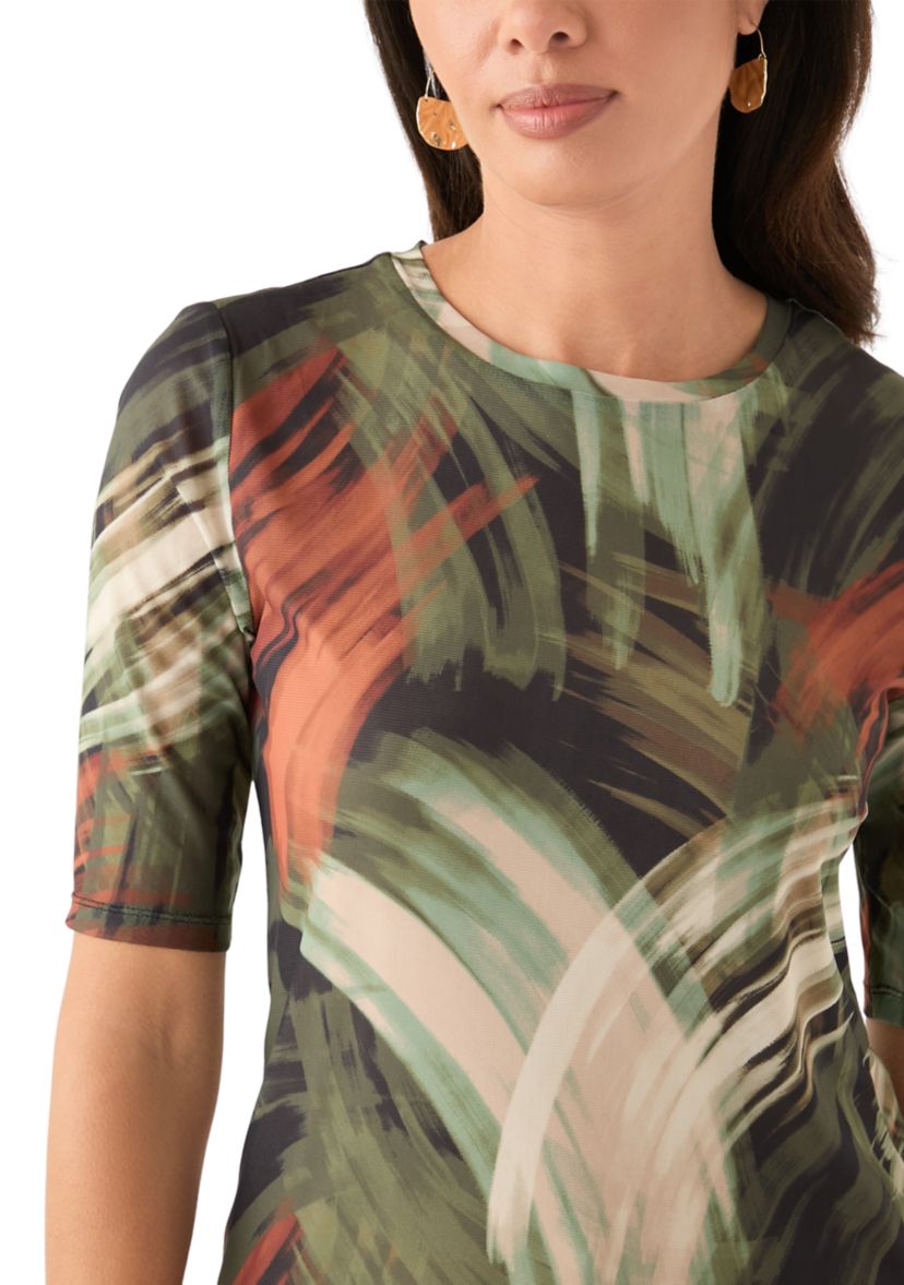 Womens Elbow Sleeve Printed T-Shirt
