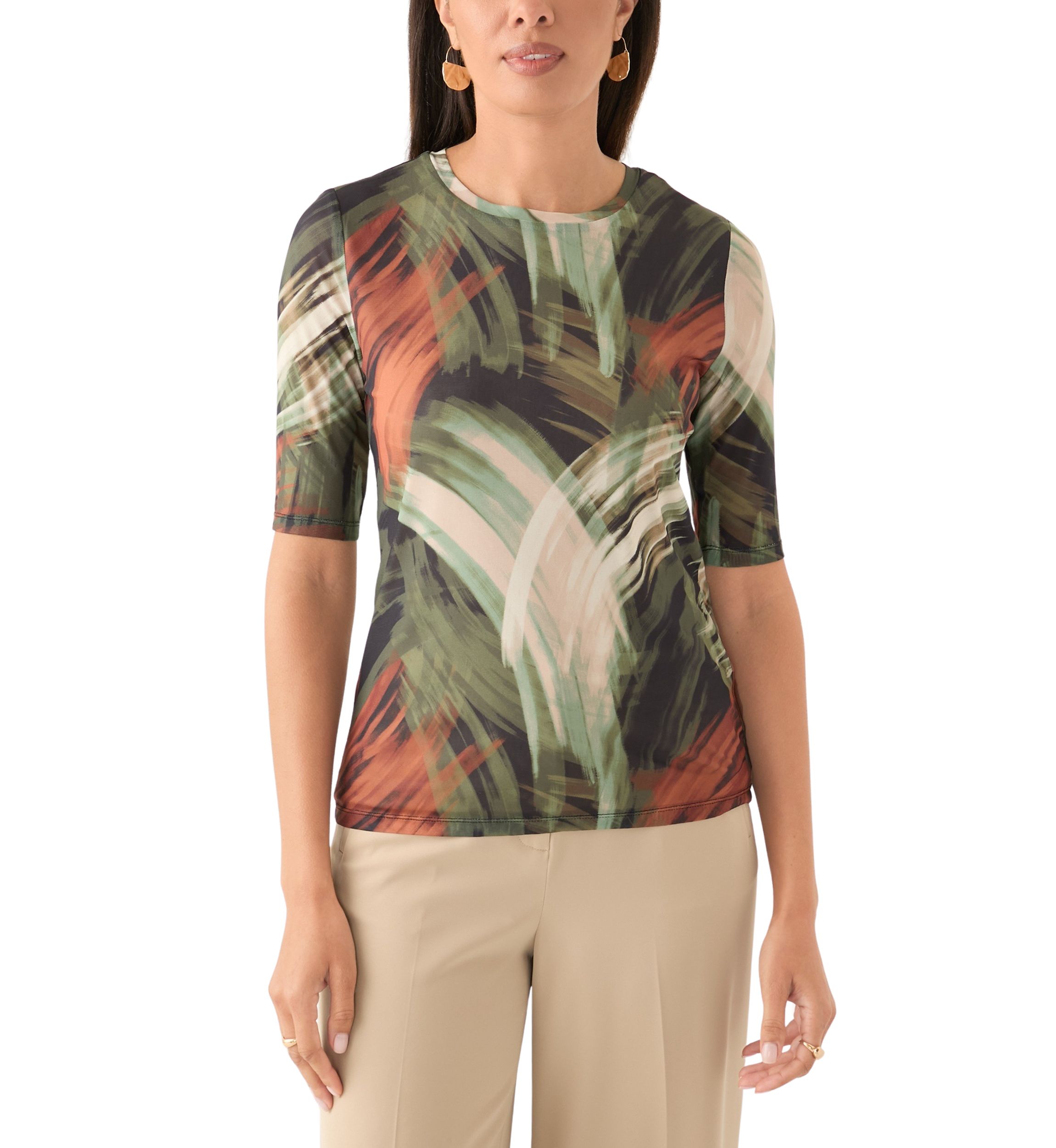 Petite Elbow Sleeve Basic Tee Print