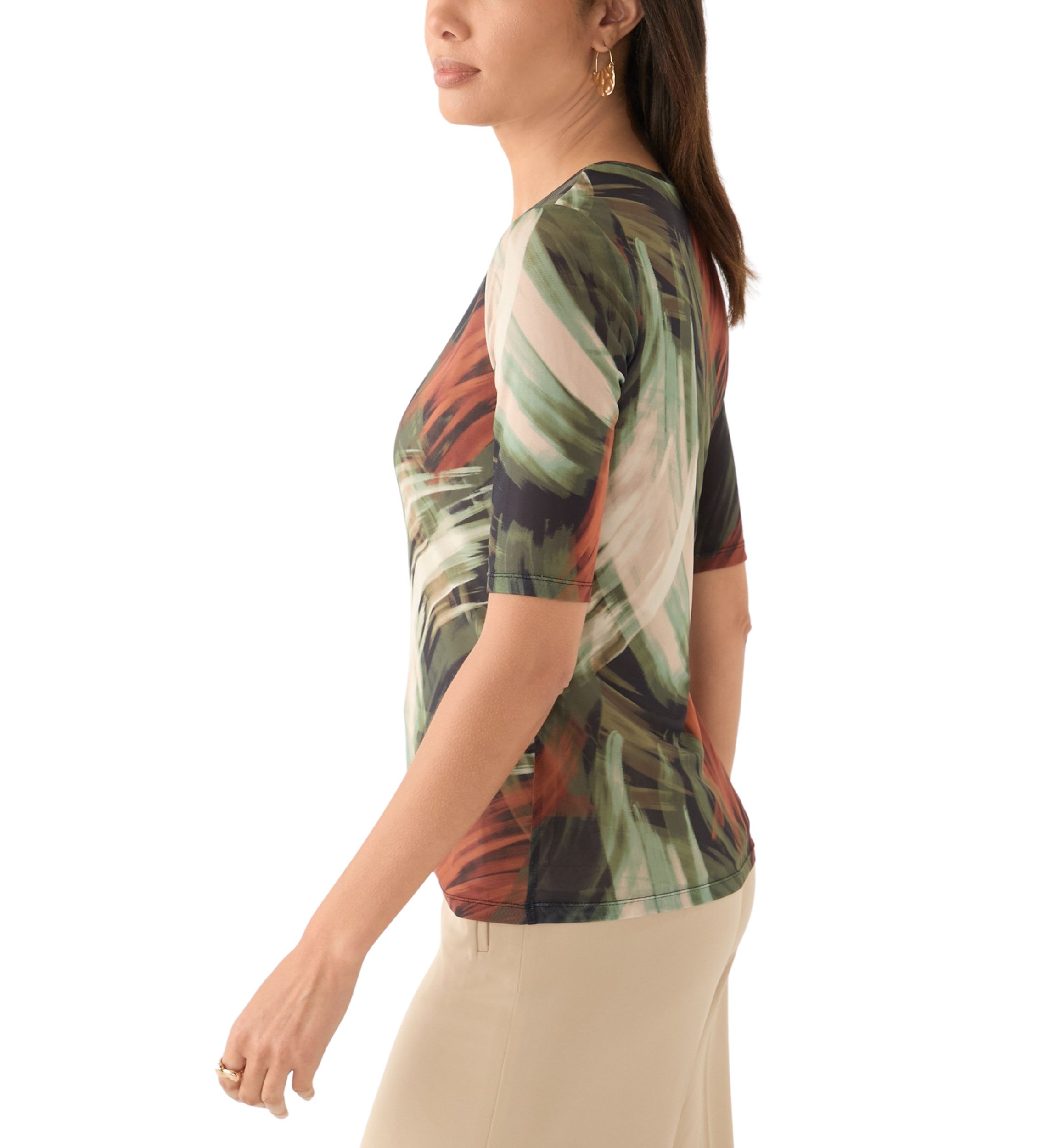 Petite Elbow Sleeve Basic Tee Print