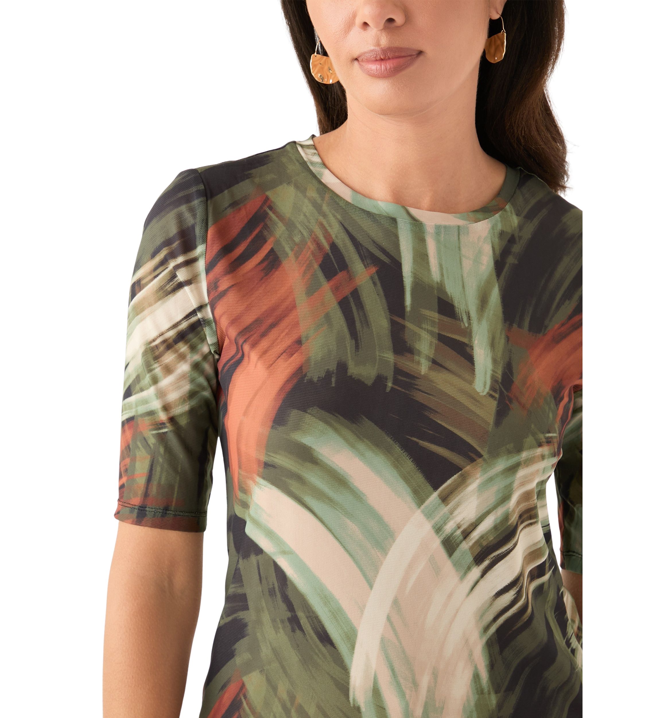 Petite Elbow Sleeve Basic Tee Print