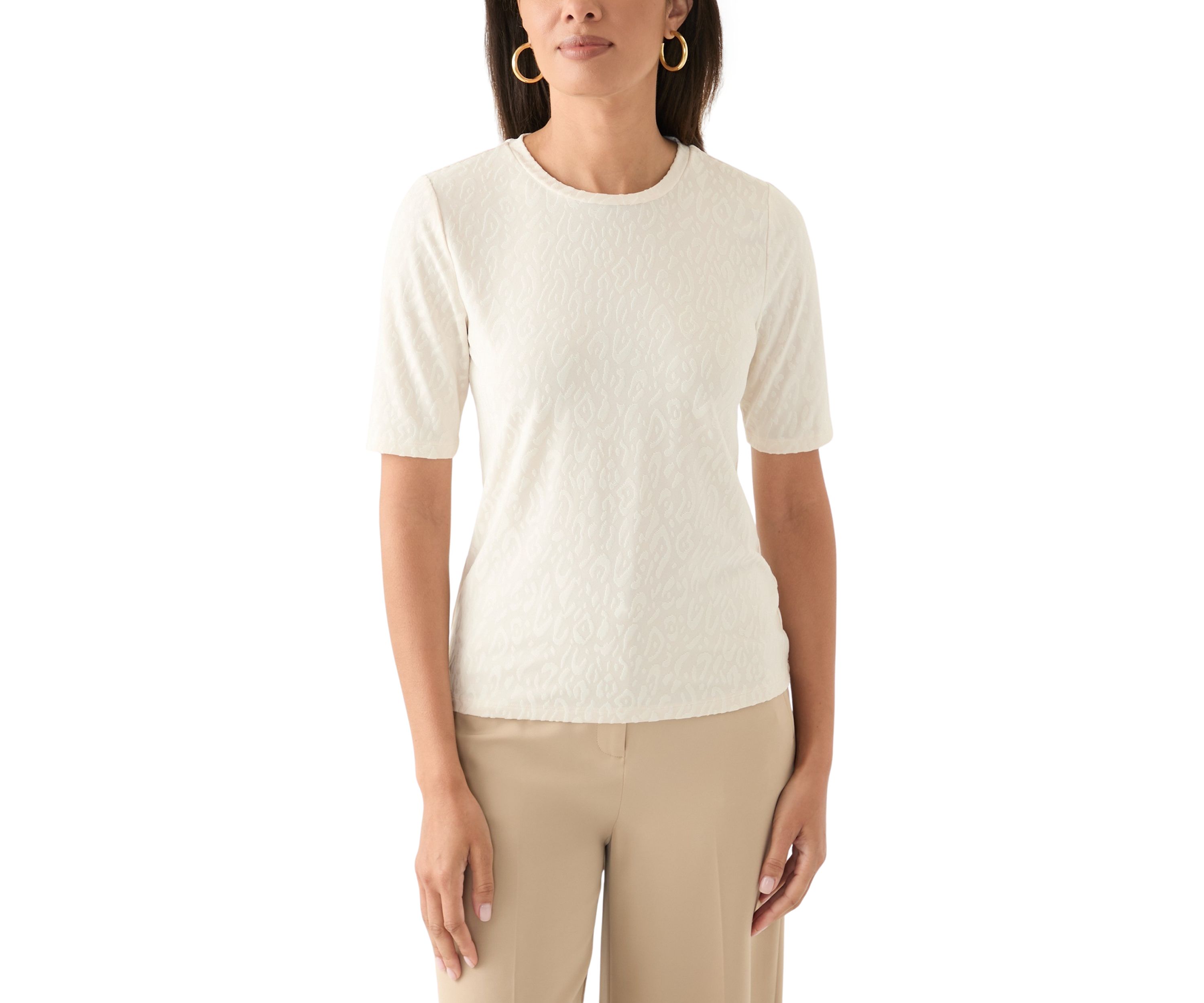Womens Elbow Sleeve Basic T-Shirt 
