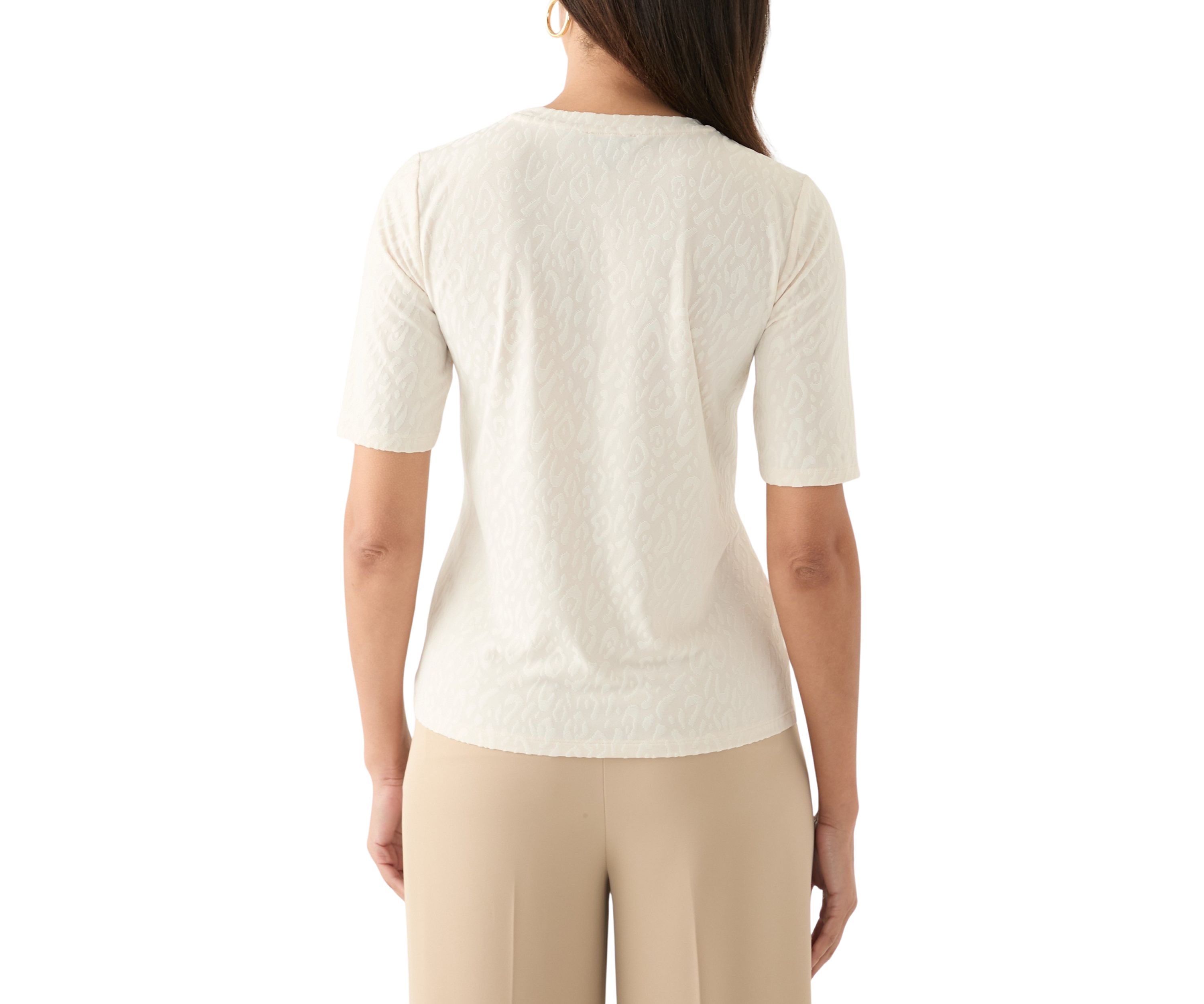 Womens Elbow Sleeve Basic T-Shirt 