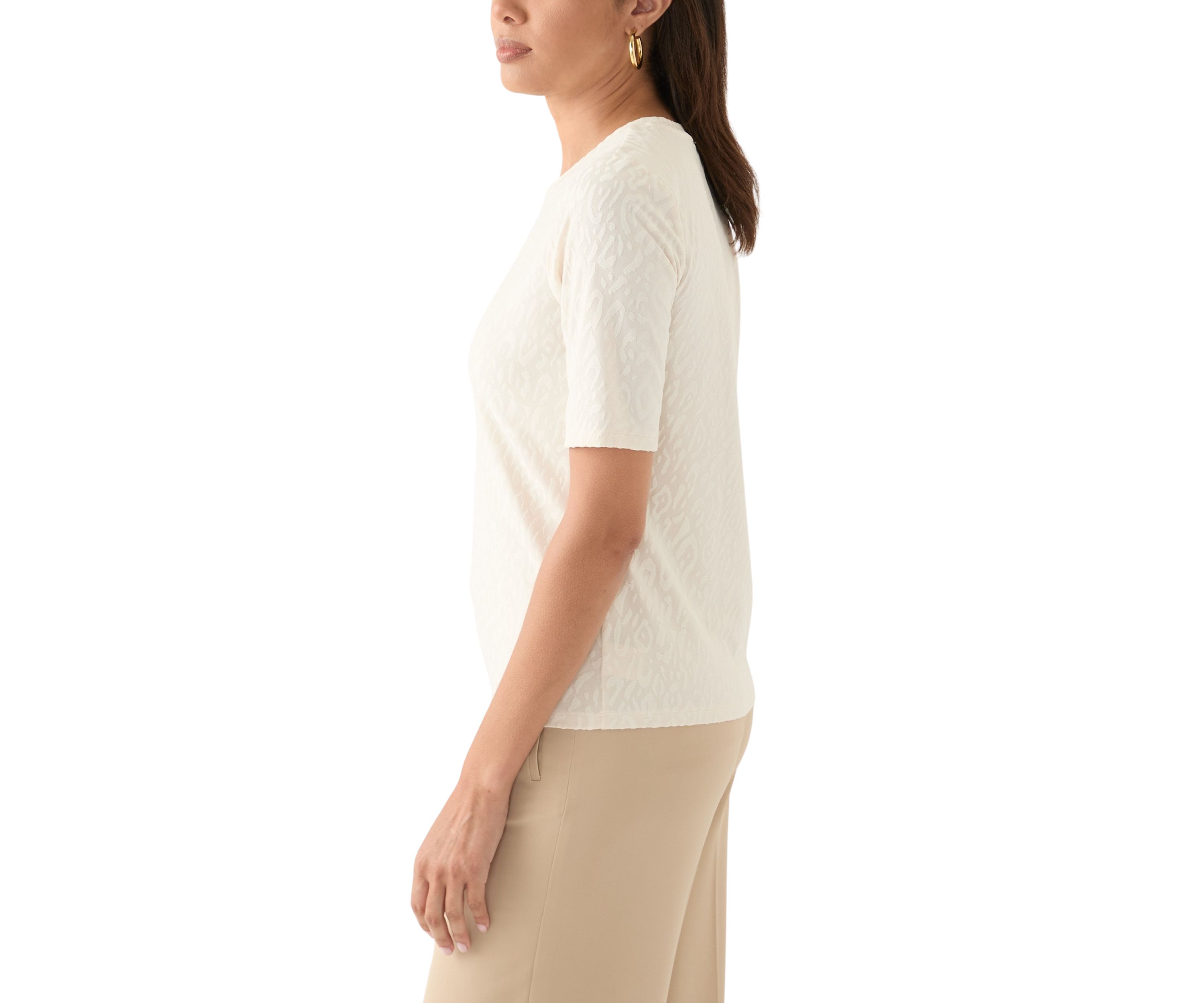 Womens Elbow Sleeve Basic T-Shirt 