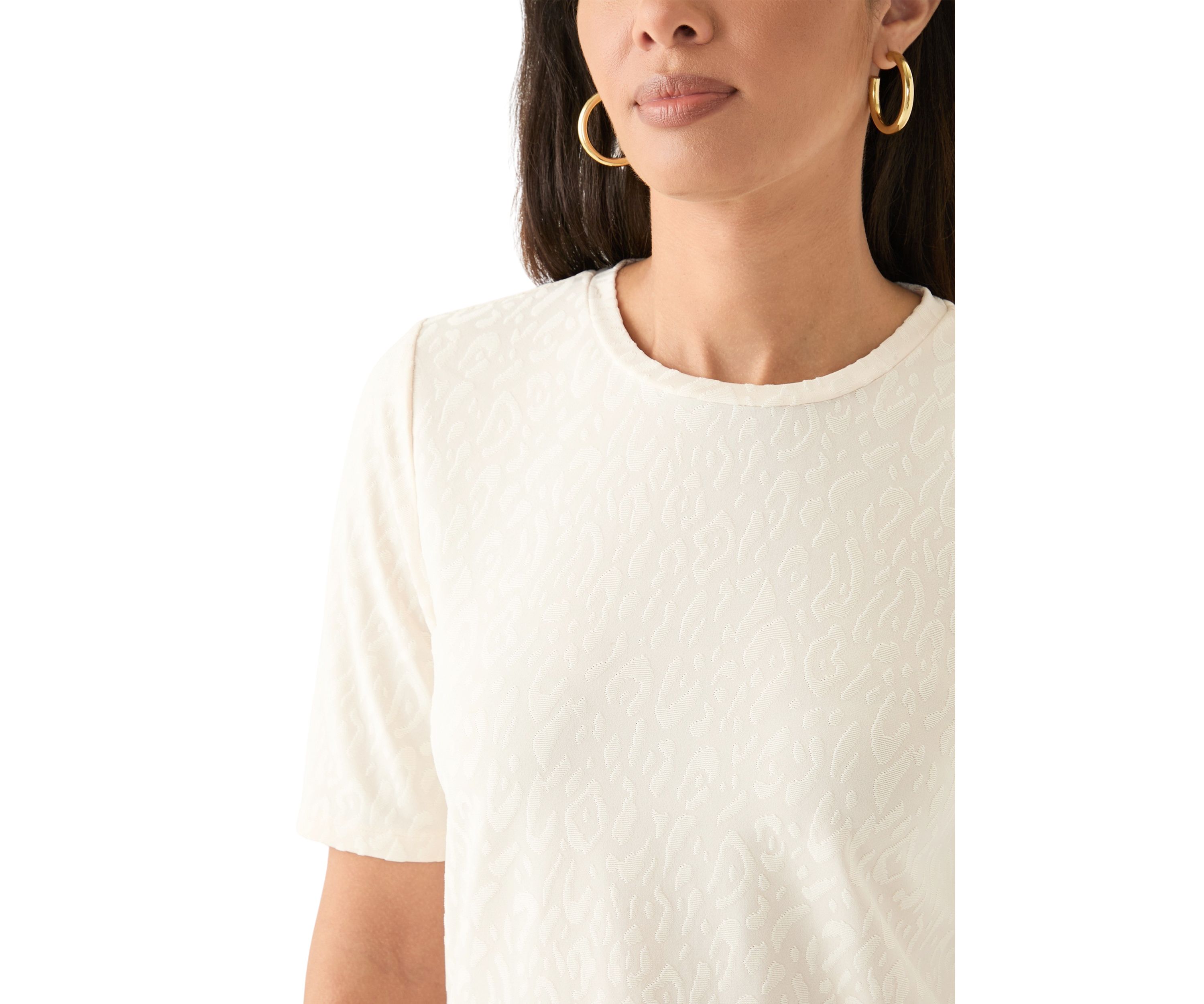 Womens Elbow Sleeve Basic T-Shirt 