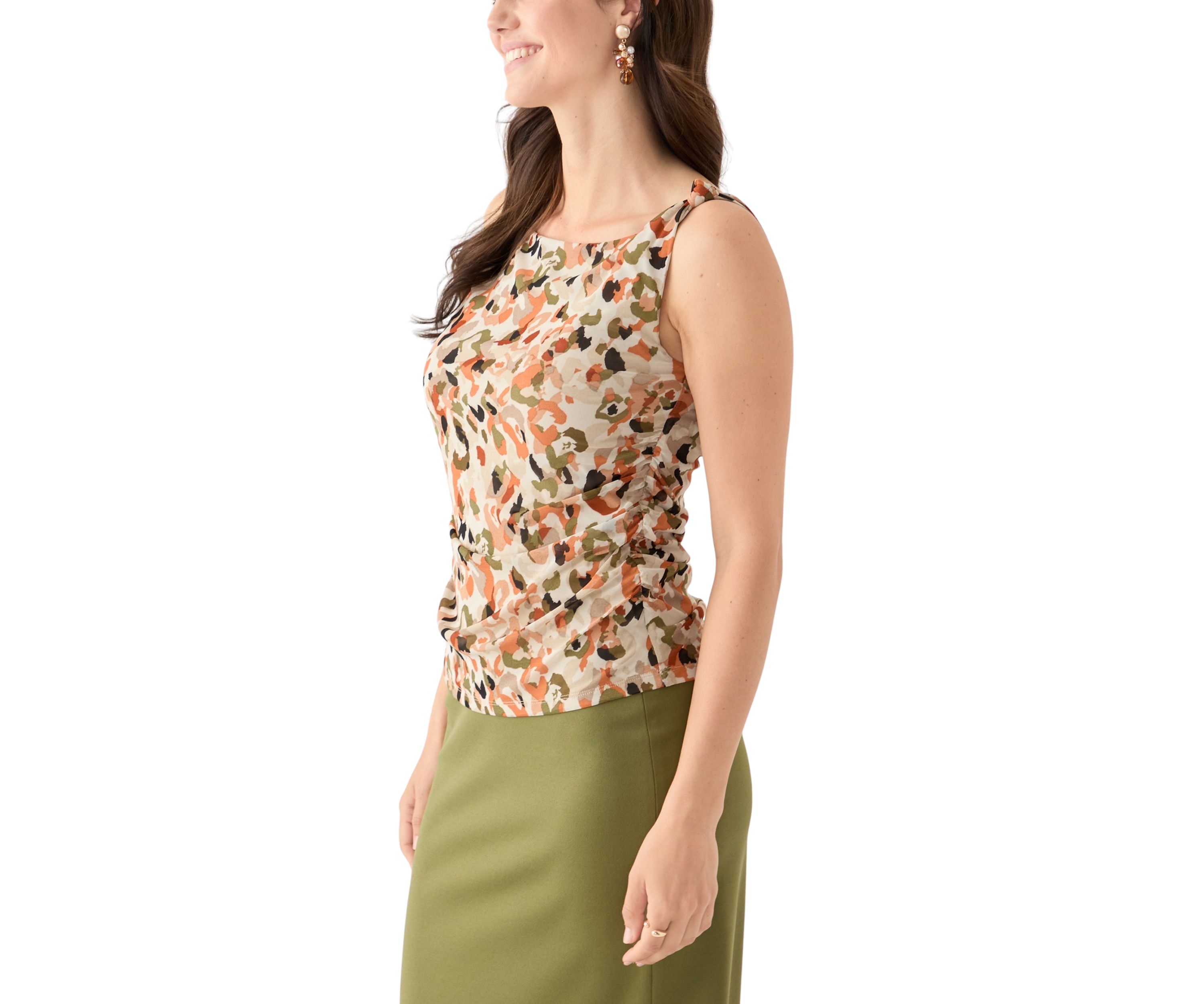 Womens Sleeveless Knit Printed Top 