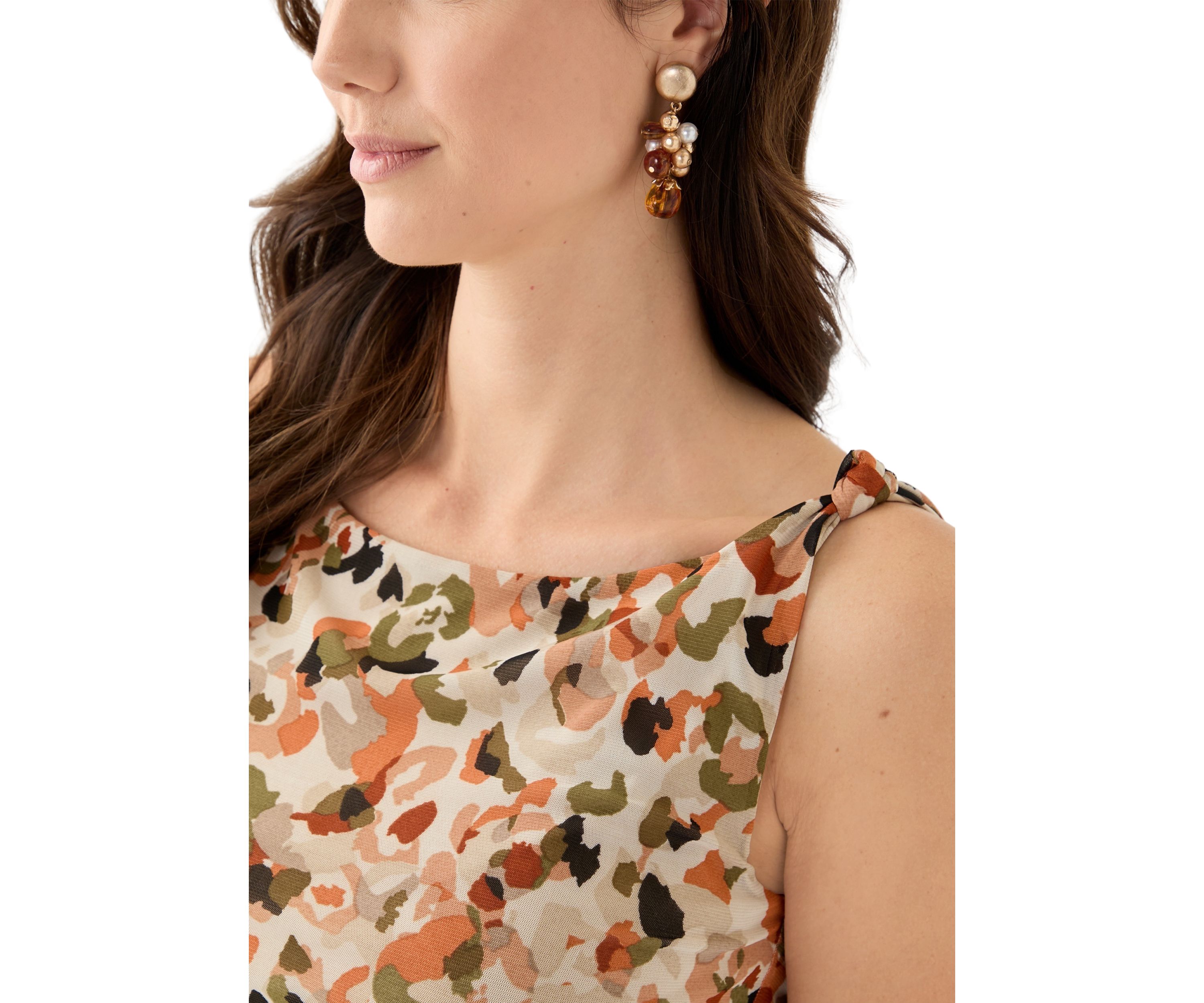 Womens Sleeveless Knit Printed Top 