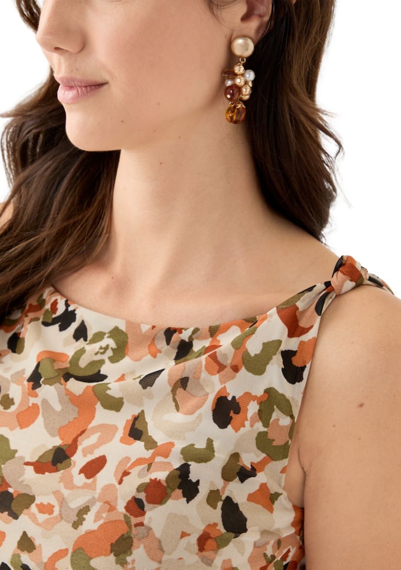 Womens Sleeveless Knit Printed Top 