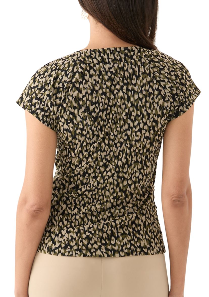 Womens Cap Sleeve Surplice Top 