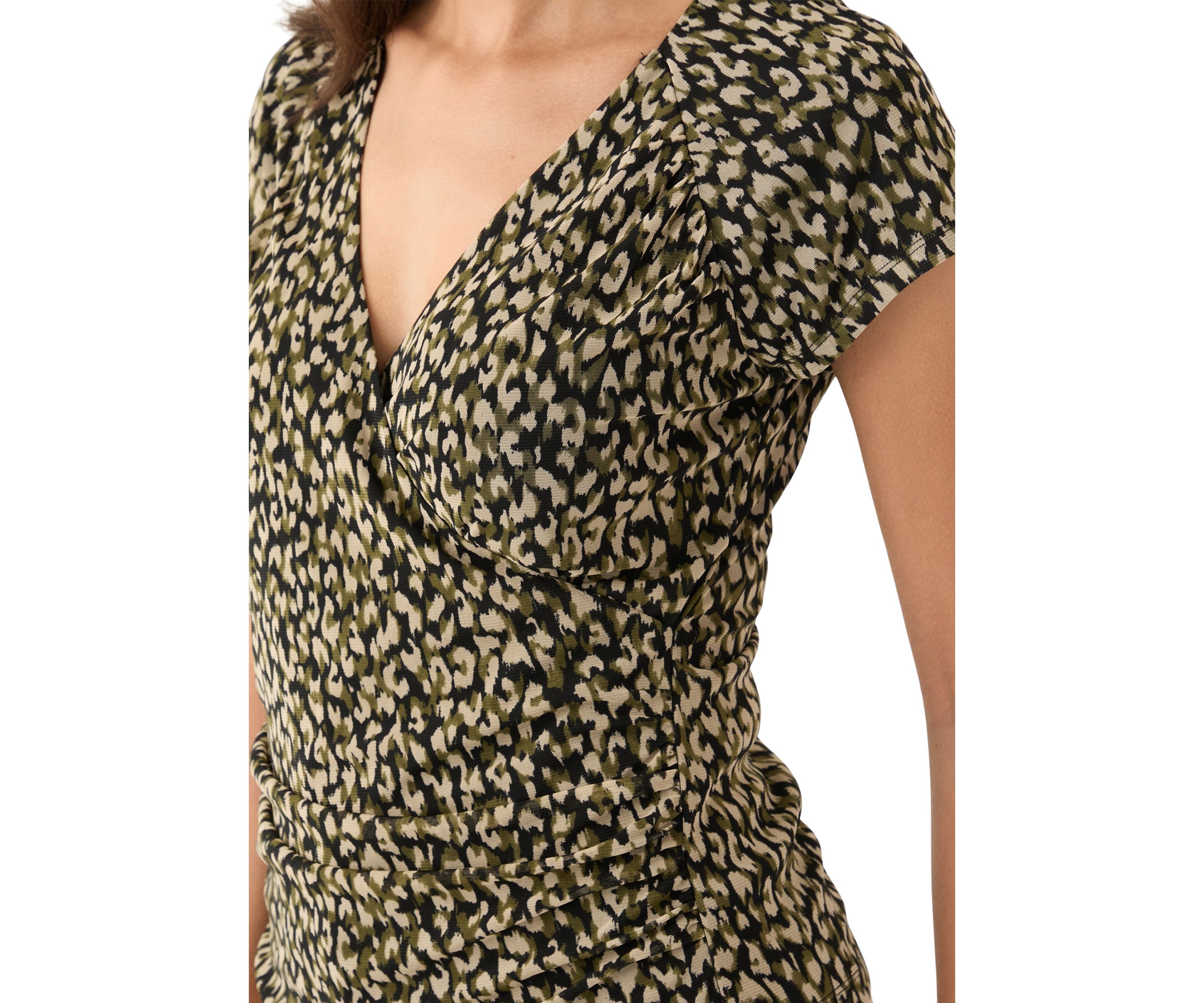 Womens Cap Sleeve Surplice Top 