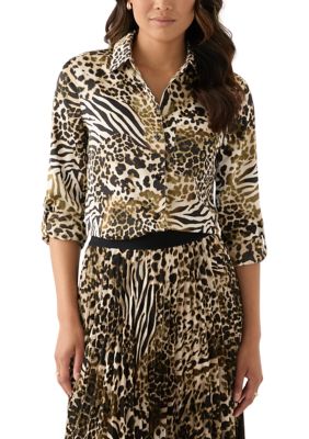 THE LIMITED Women's Petite Long Sleeve Button Front Blouse, PS