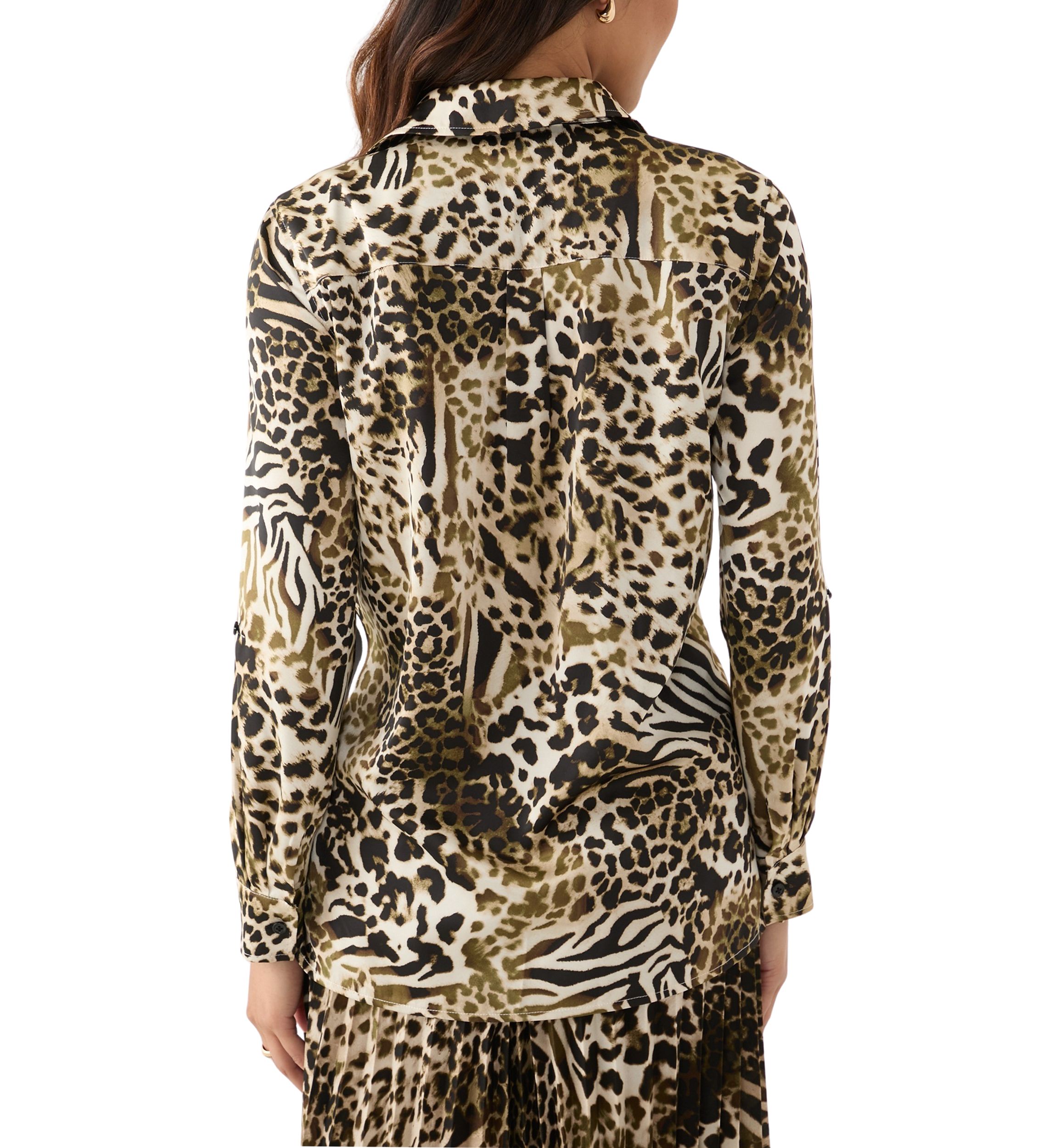 Petite Long Sleeve Button Front Blouse