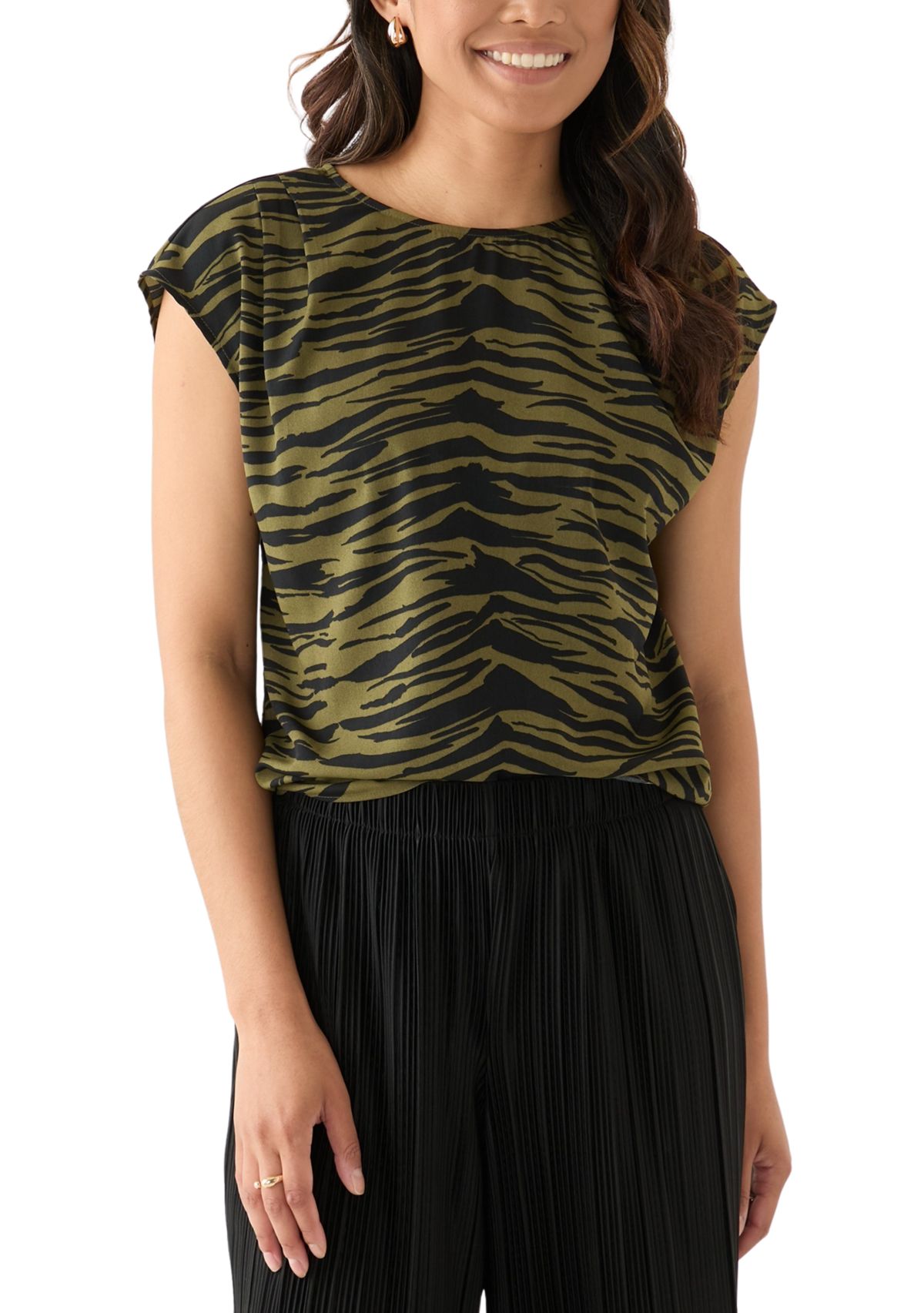 Womens Scoop Neck Drop Shoulder Blouse
