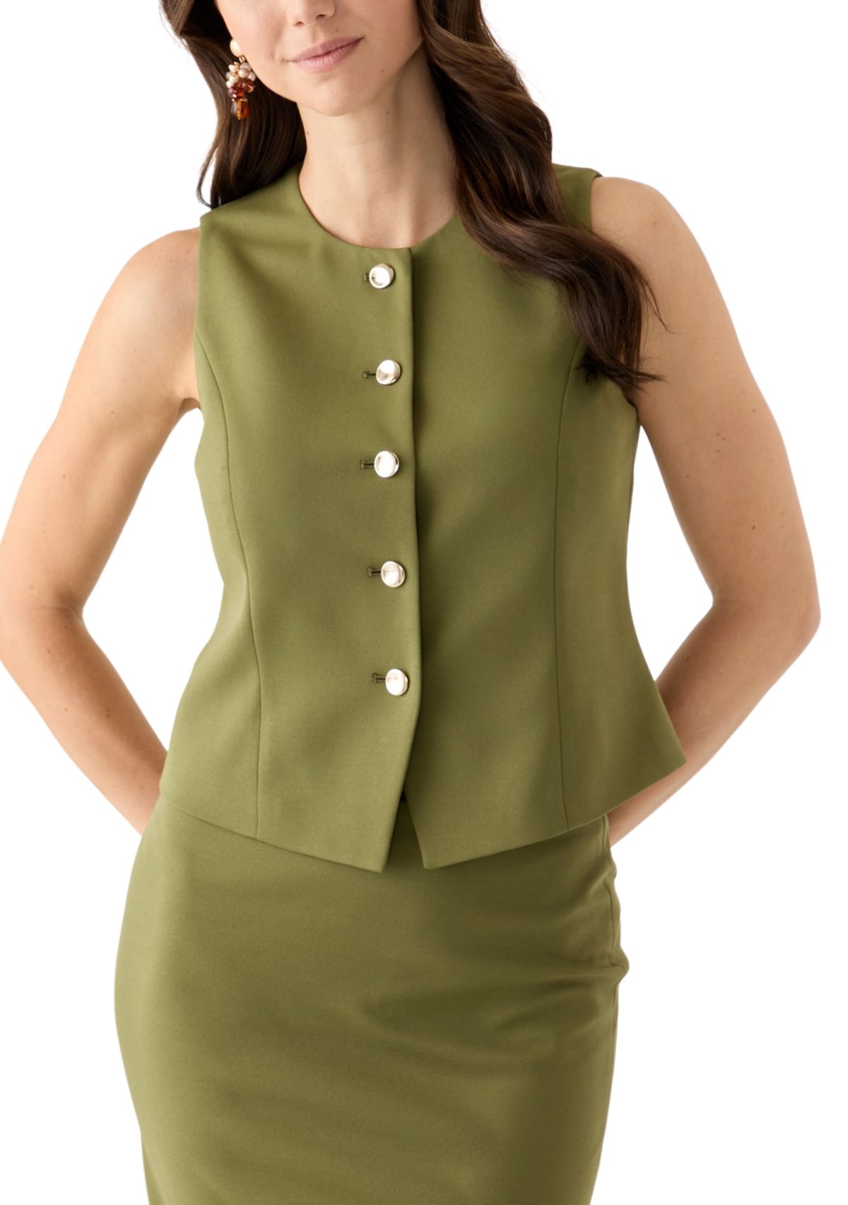 Womens 5 Button Blazer Vest 