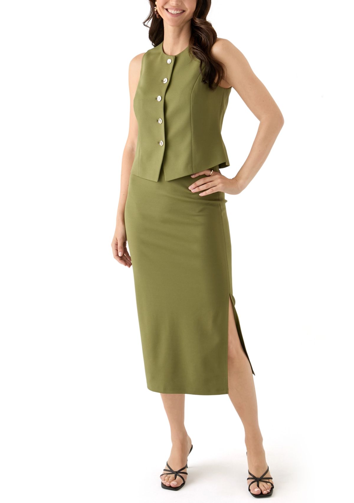 Womens 5 Button Blazer Vest 