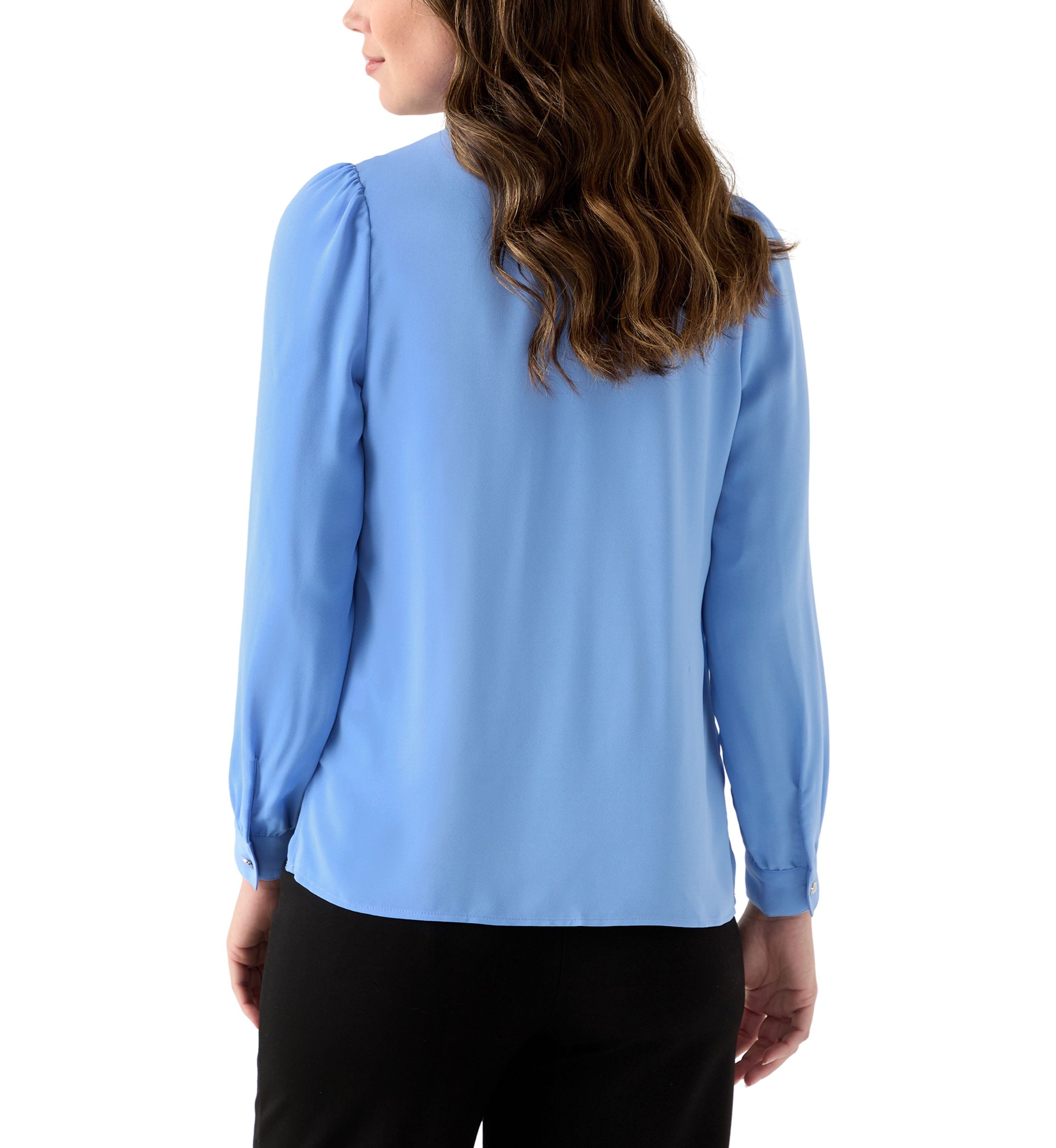 Womens Crepe Long Sleeve Button Front Blouse