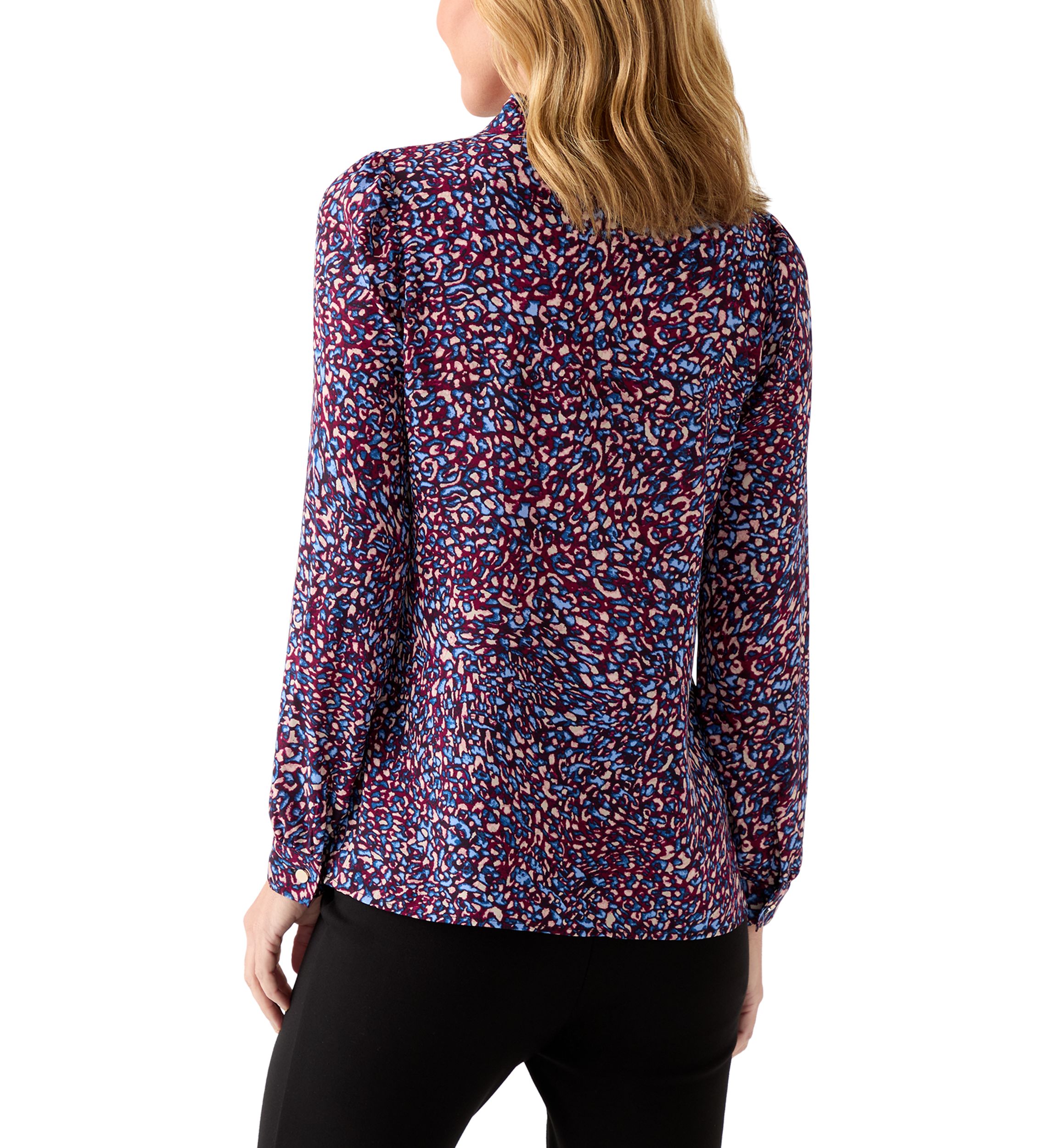 Petite Long Sleeve Button Front Pleat Blouse