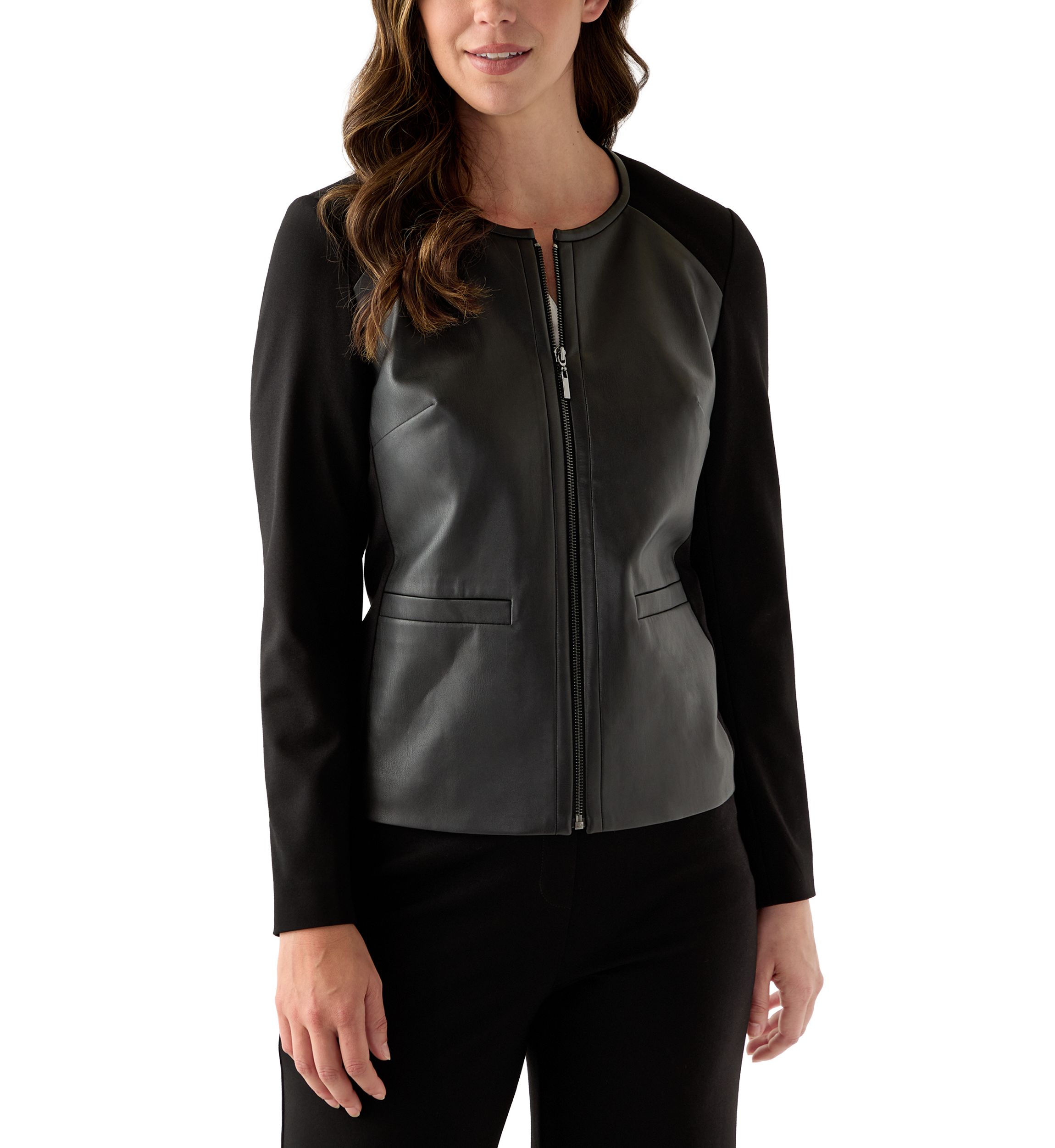 Womens Faux Leather Moto Jacket