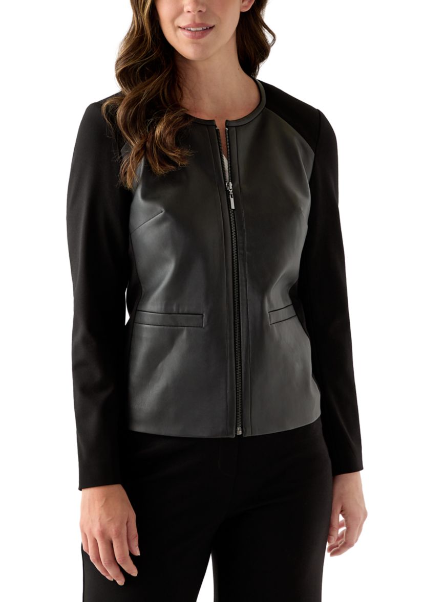Womens Faux Leather Moto Jacket