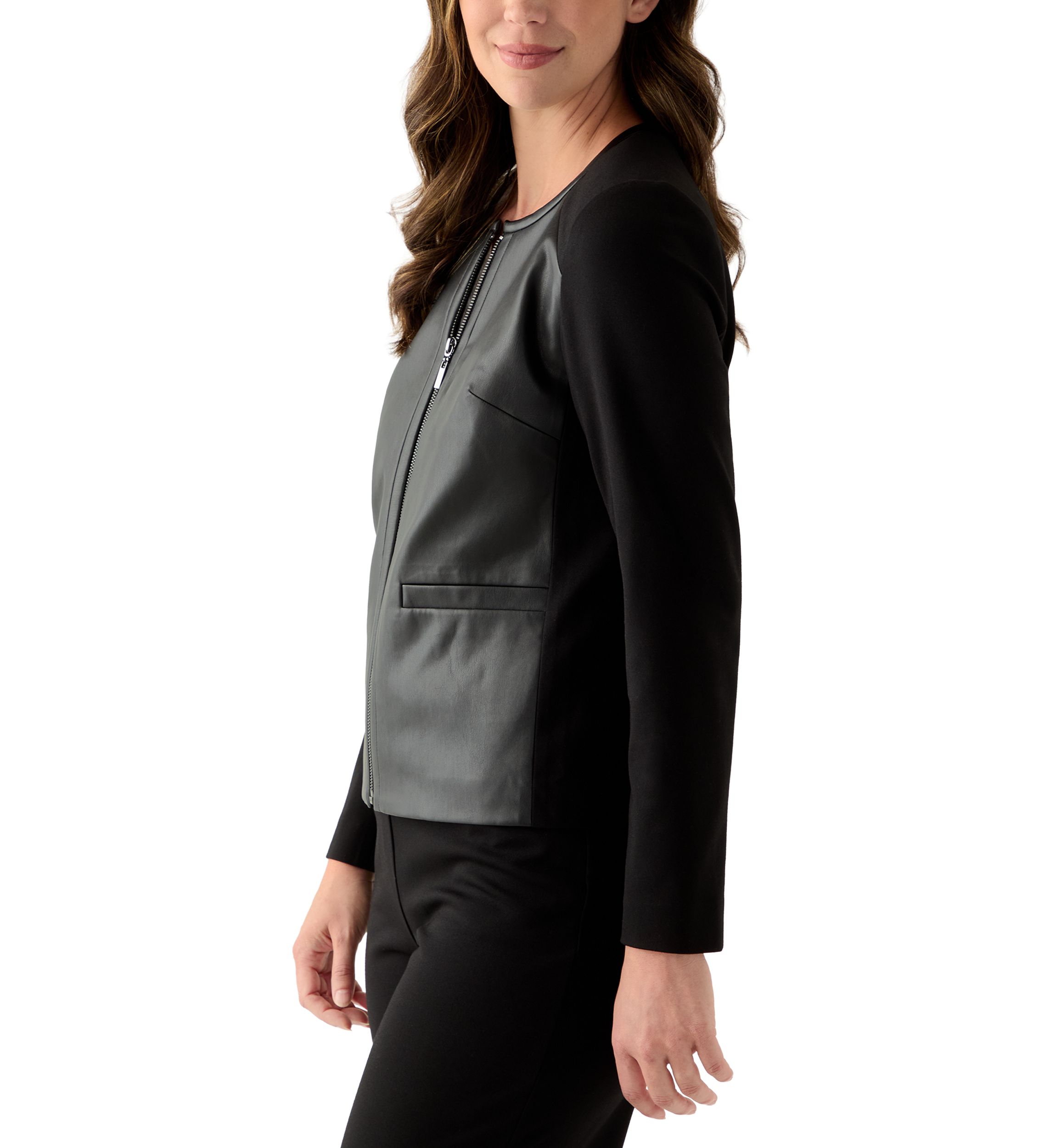 Womens Faux Leather Moto Jacket