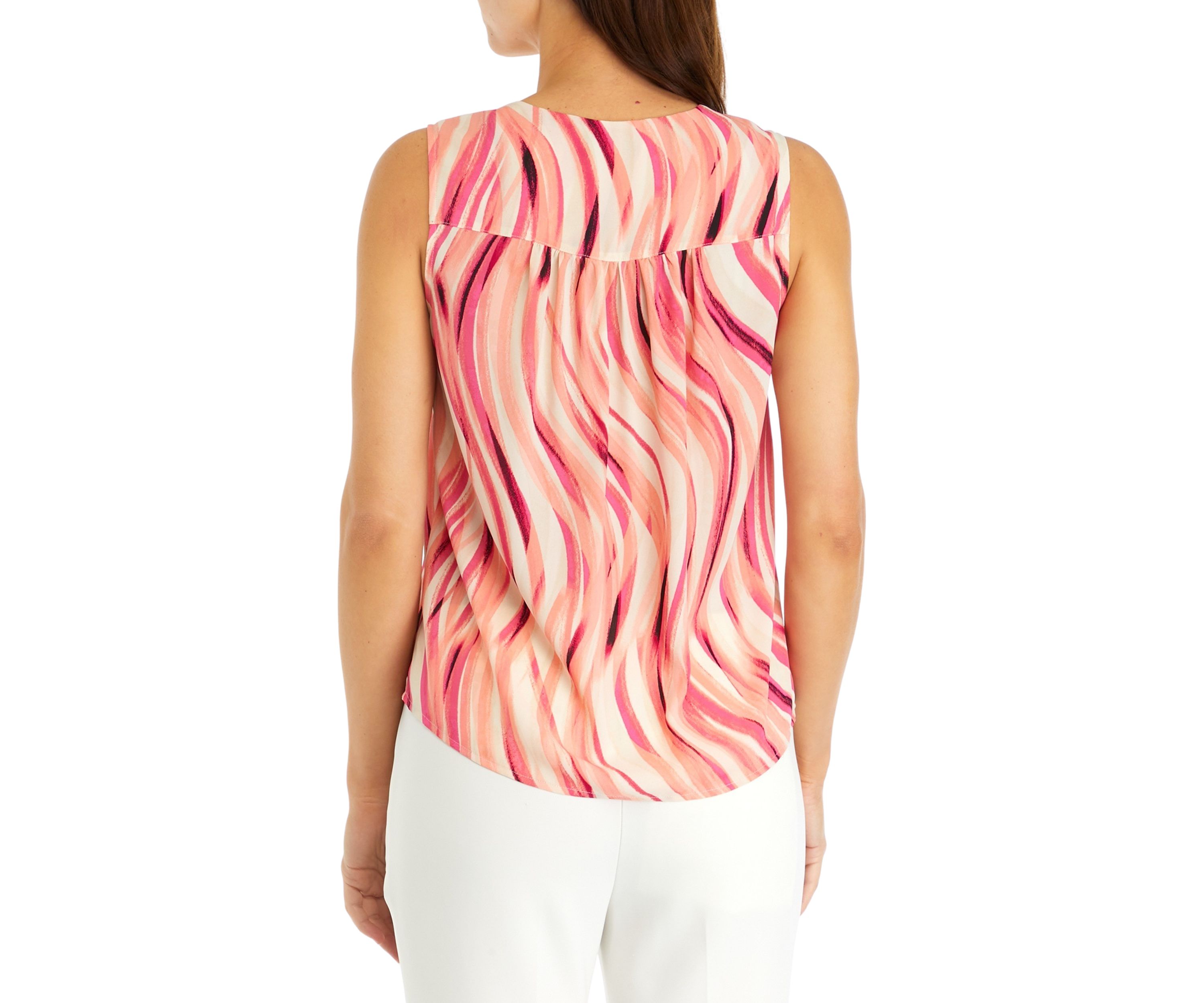 Swirl Printed Sleeveless V-Neck Blouse