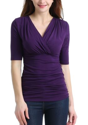 phistic Women's Ruched V-Neck Top, XL
