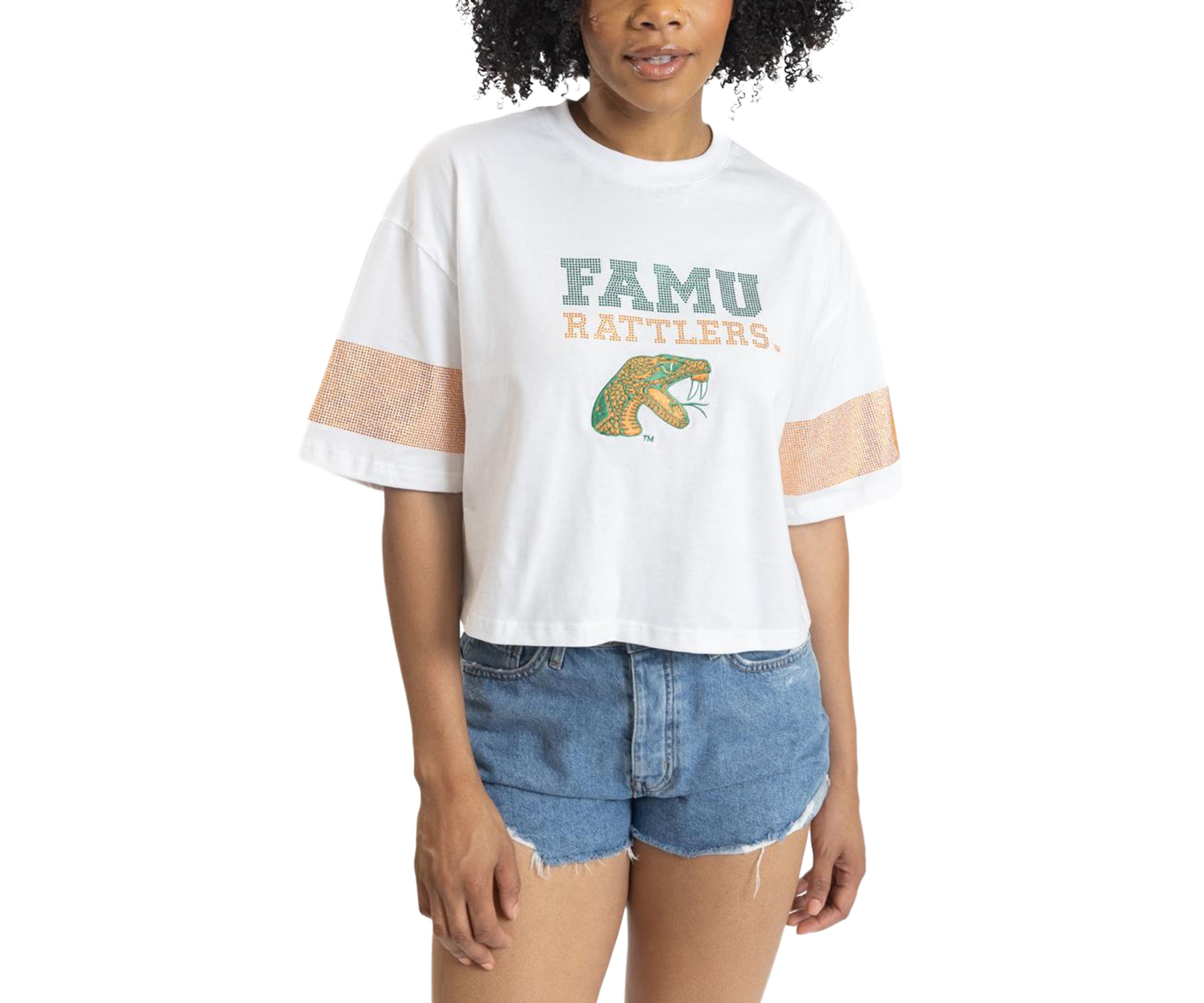 NCAA Florida A&M Rattlers Oversized Cropped Graphic T-Shirt