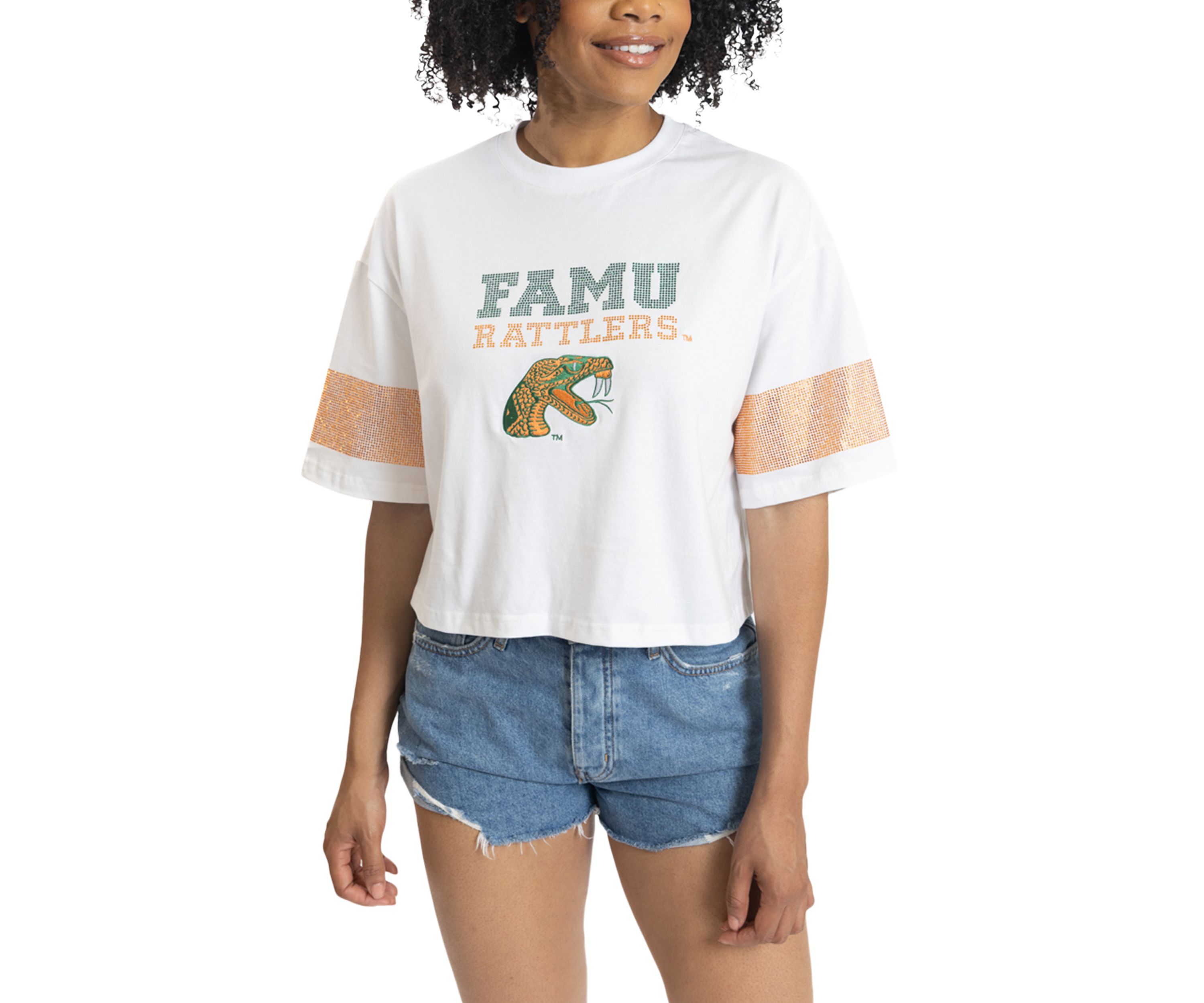 NCAA Florida A&M Rattlers Oversized Cropped Graphic T-Shirt