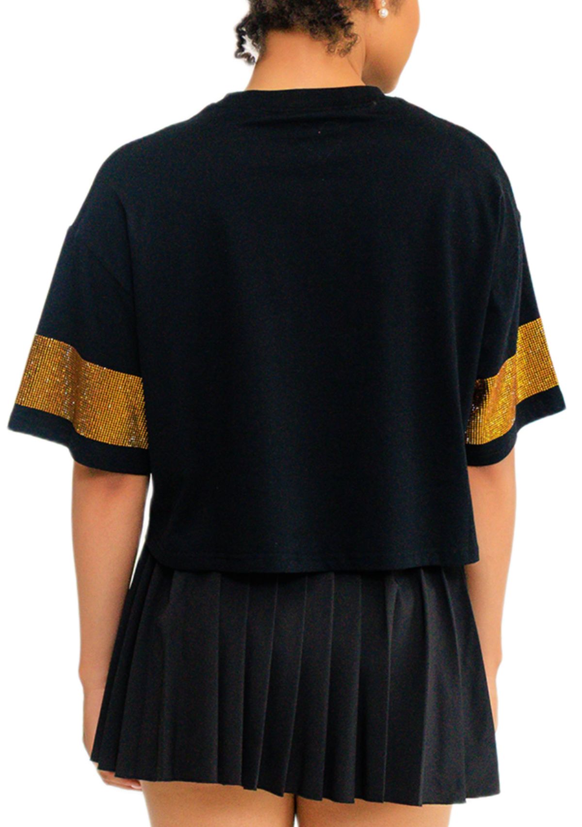 NCAA Grambling State Tigers Cropped Rhinestone T-Shirt