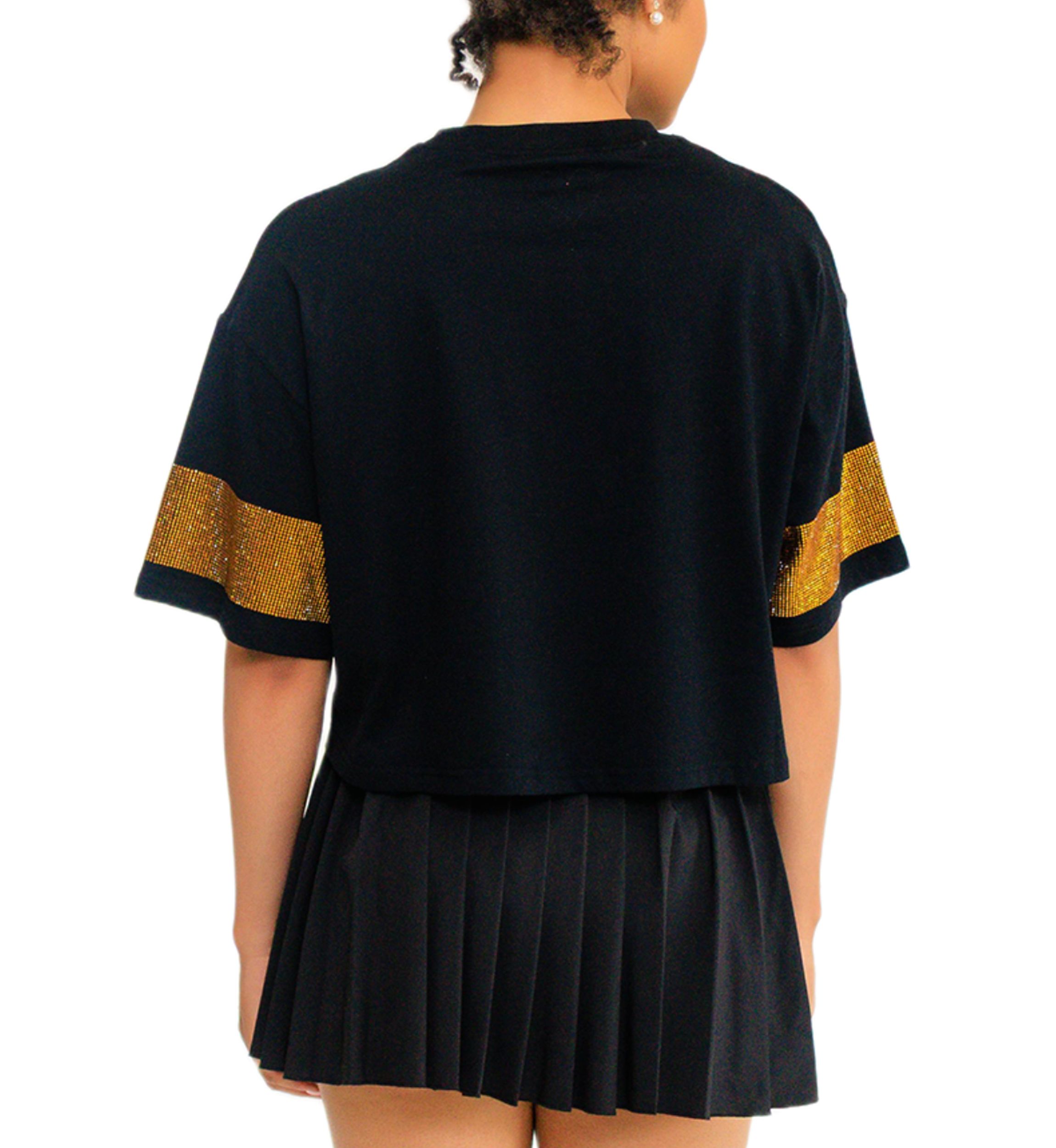 NCAA Grambling State Tigers Cropped Rhinestone T-Shirt