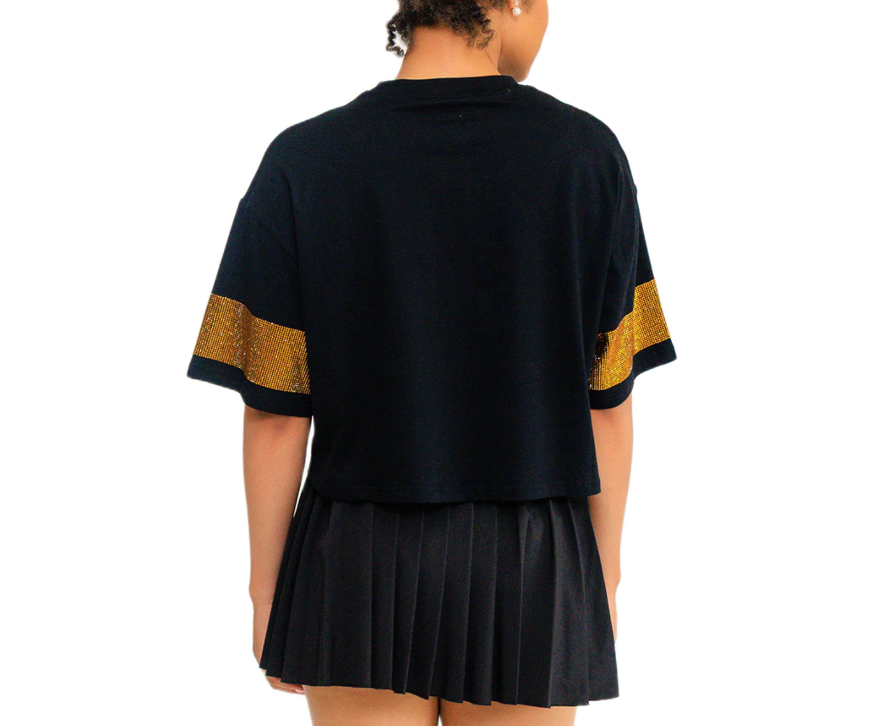 NCAA Grambling State Tigers Cropped Rhinestone T-Shirt
