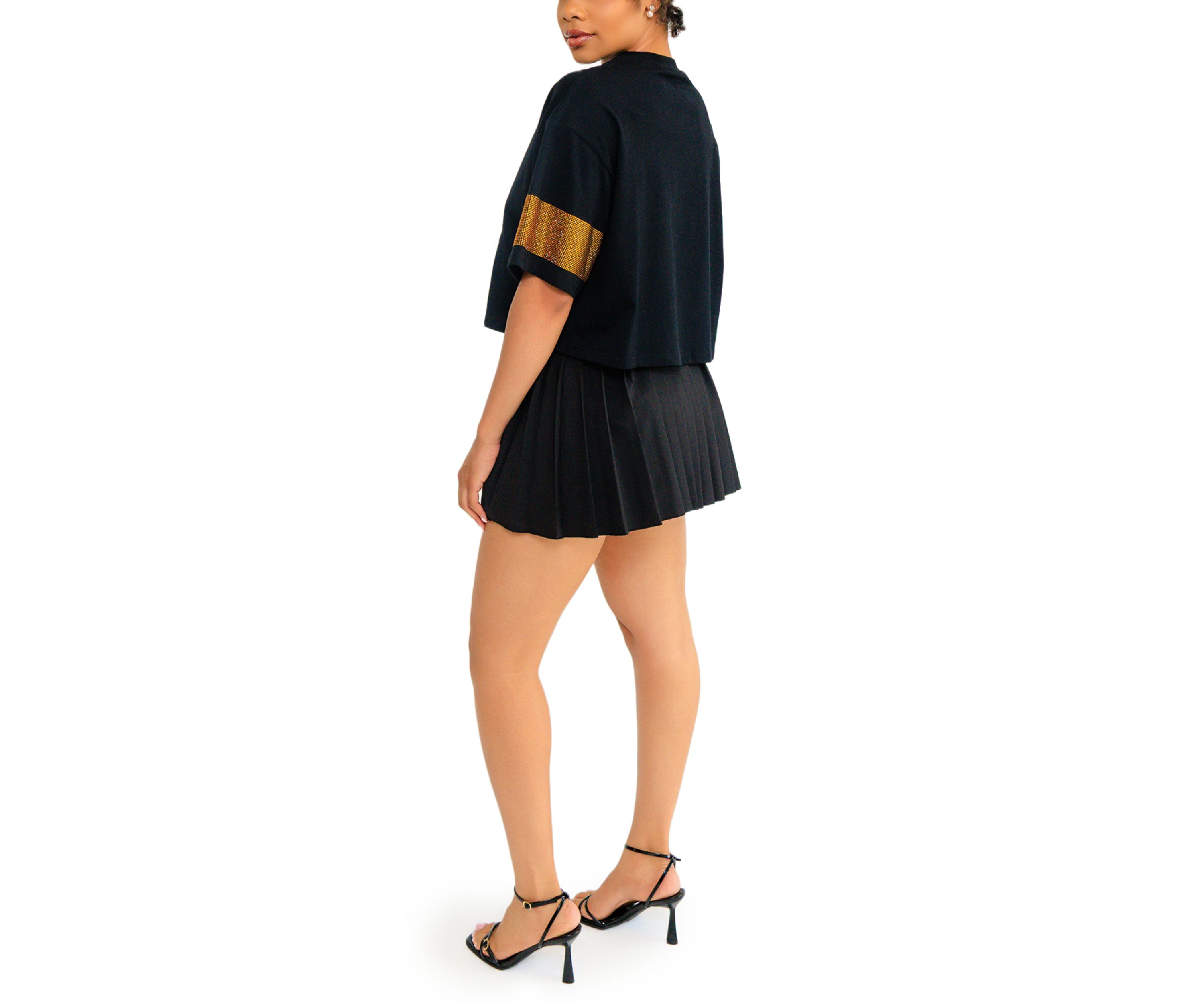 NCAA Grambling State Tigers Cropped Rhinestone T-Shirt