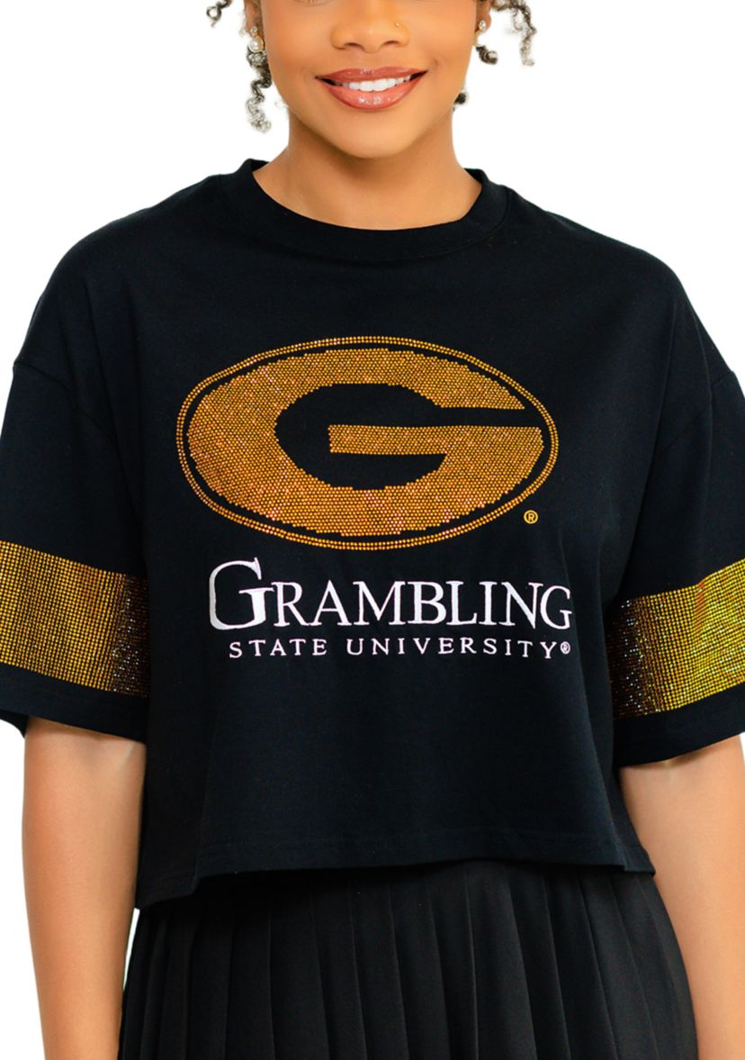 NCAA Grambling State Tigers Cropped Rhinestone T-Shirt