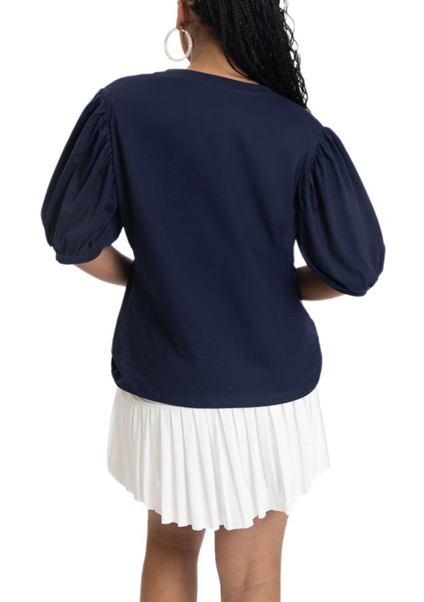 NCAA Jackson State Tigers V-Neck Puff Sleeve Top