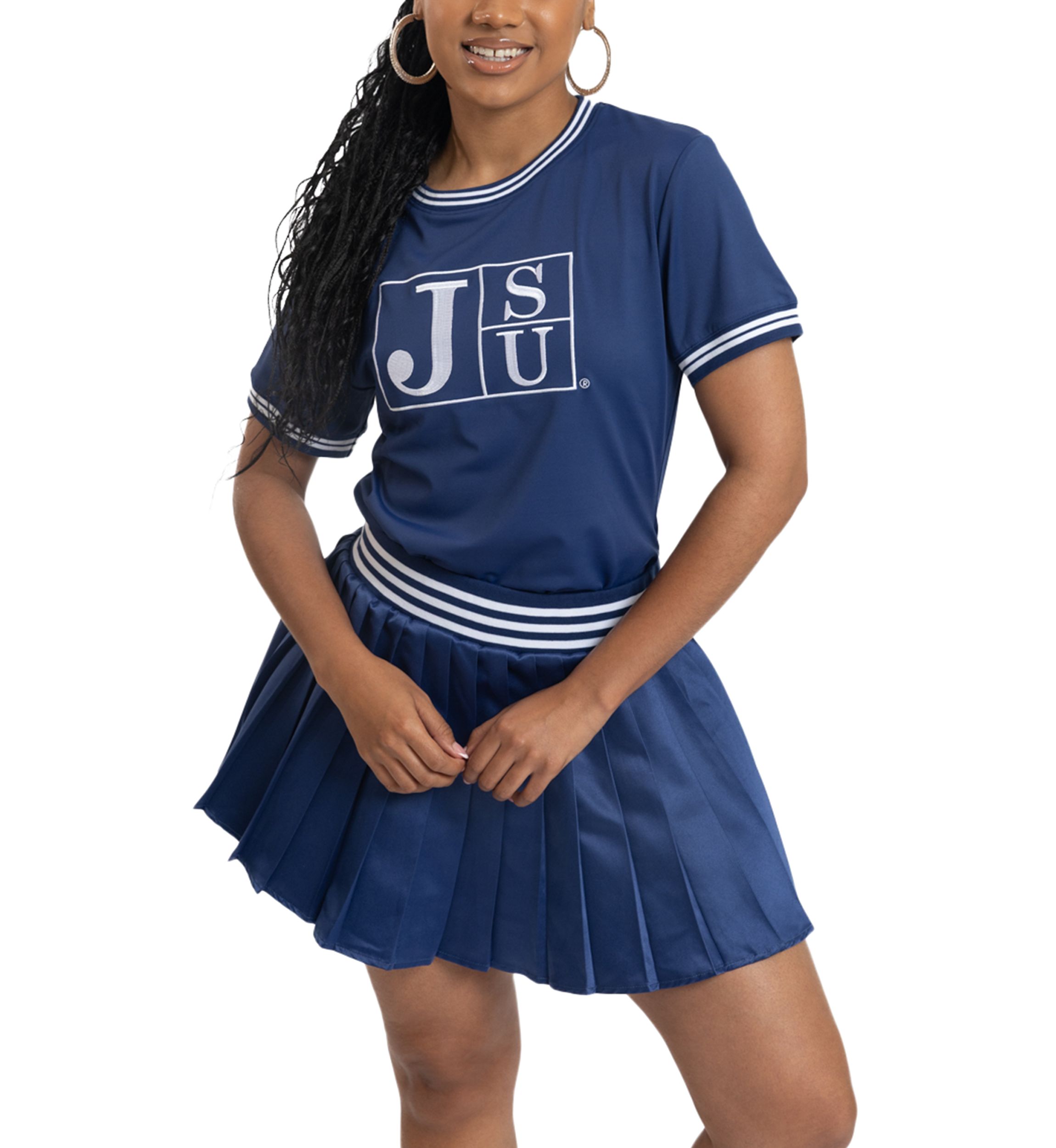 NCAA Jackson State Tigers Pleated Tennis Skirt and T-Shirt Set