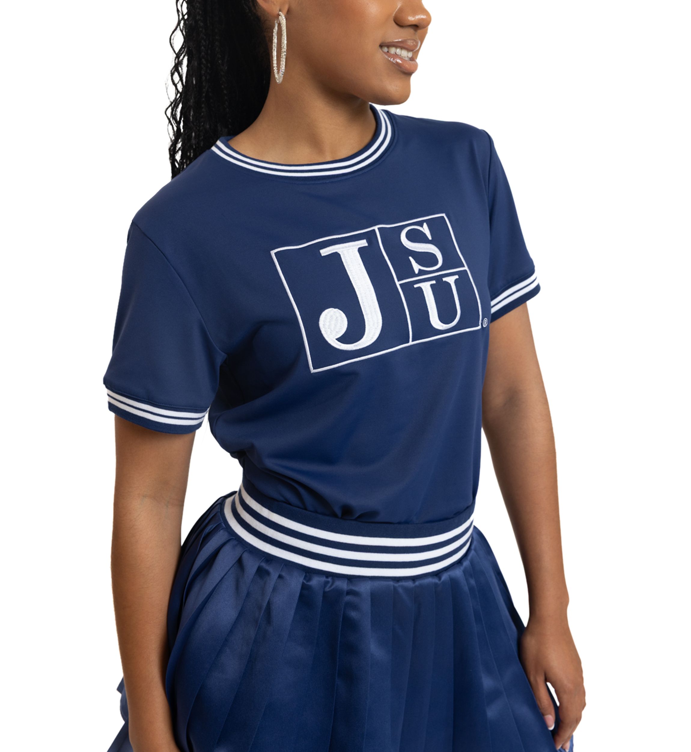 NCAA Jackson State Tigers Pleated Tennis Skirt and T-Shirt Set