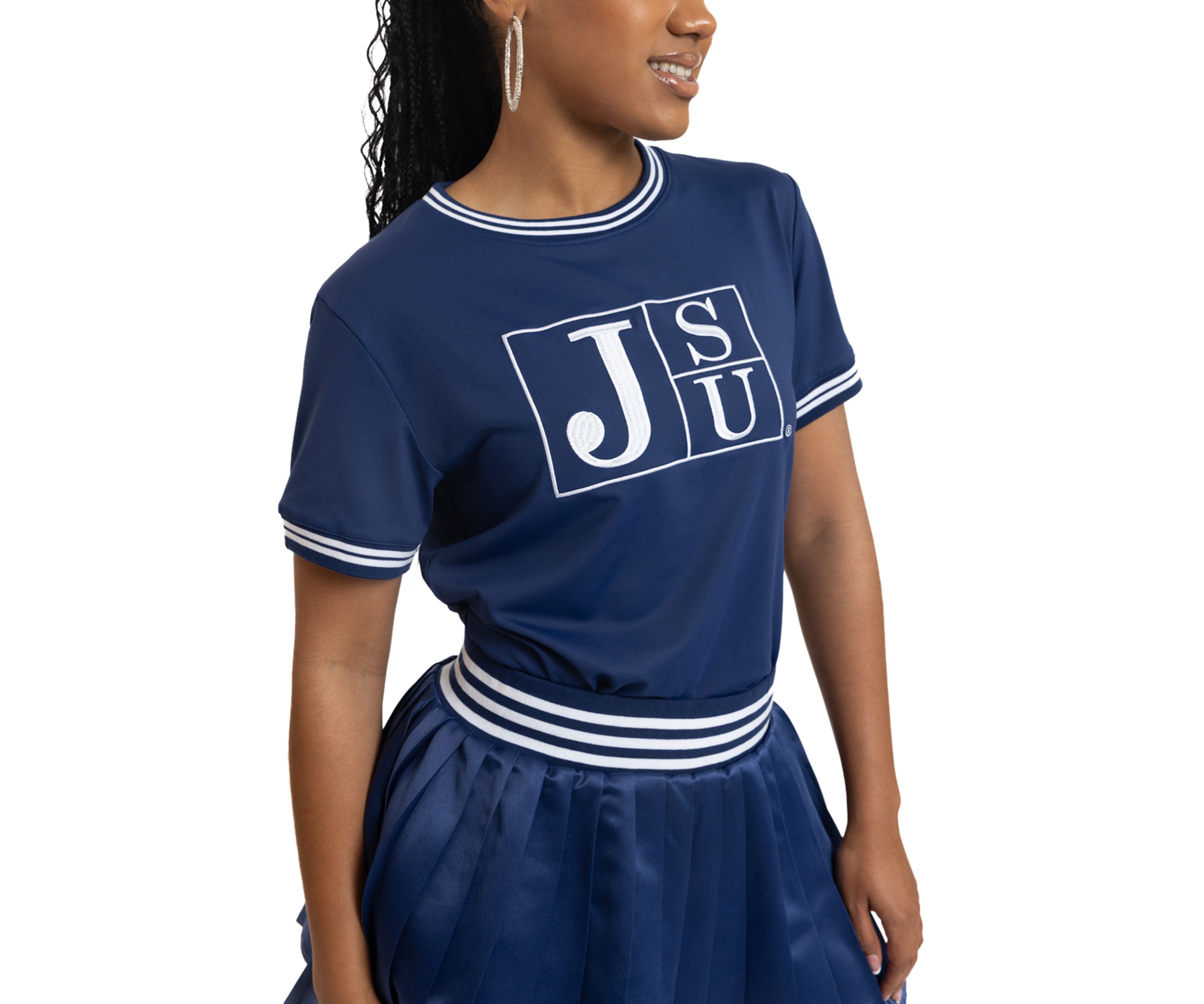 NCAA Jackson State Tigers Pleated Tennis Skirt and T-Shirt Set