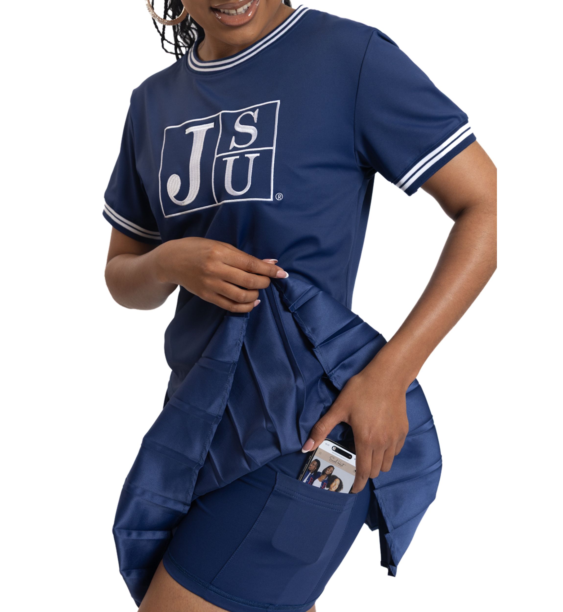 NCAA Jackson State Tigers Pleated Tennis Skirt and T-Shirt Set