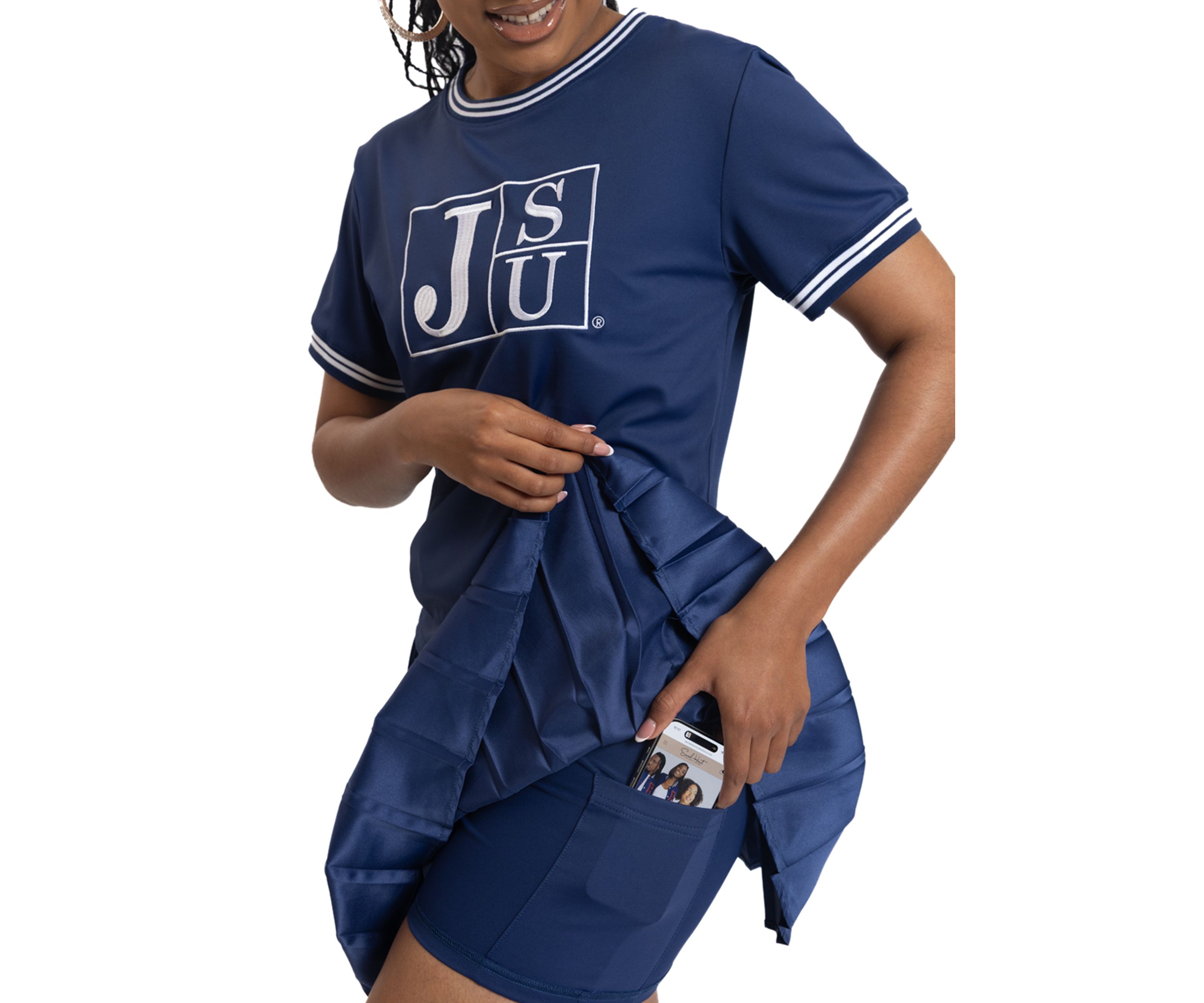 NCAA Jackson State Tigers Pleated Tennis Skirt and T-Shirt Set