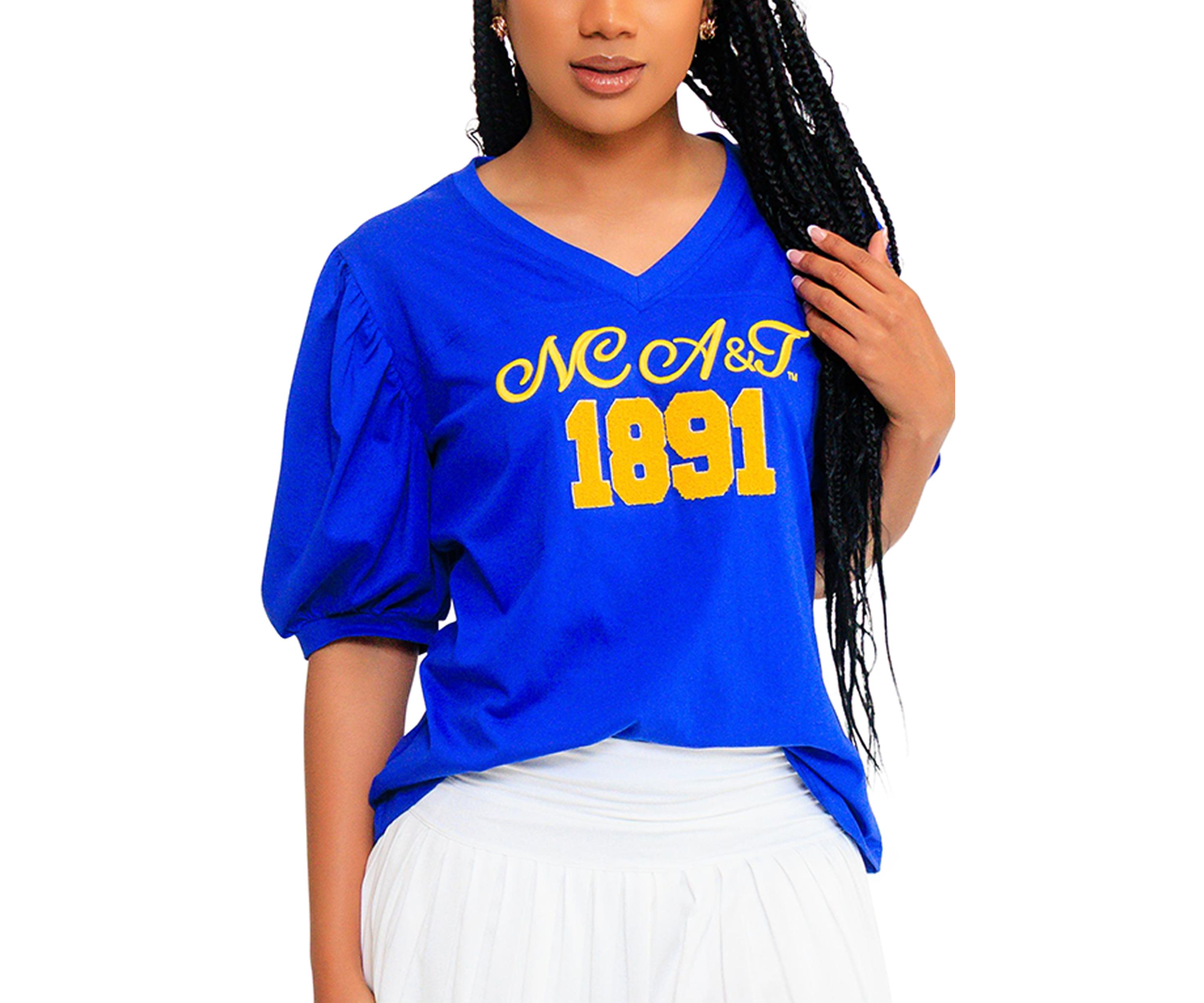 NCAA NC A&T Aggies V-Neck Puff Sleeve Top