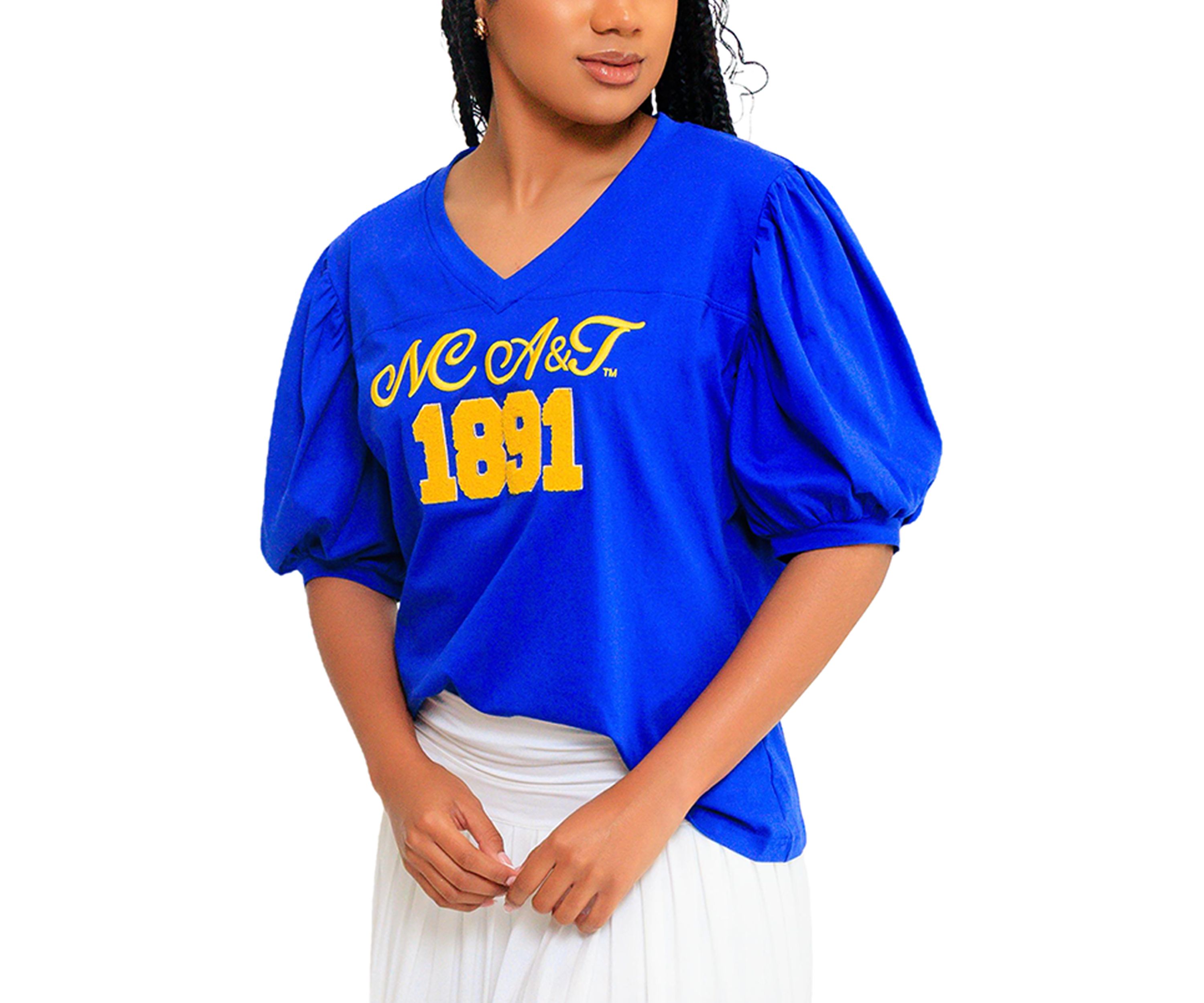 NCAA NC A&T Aggies V-Neck Puff Sleeve Top