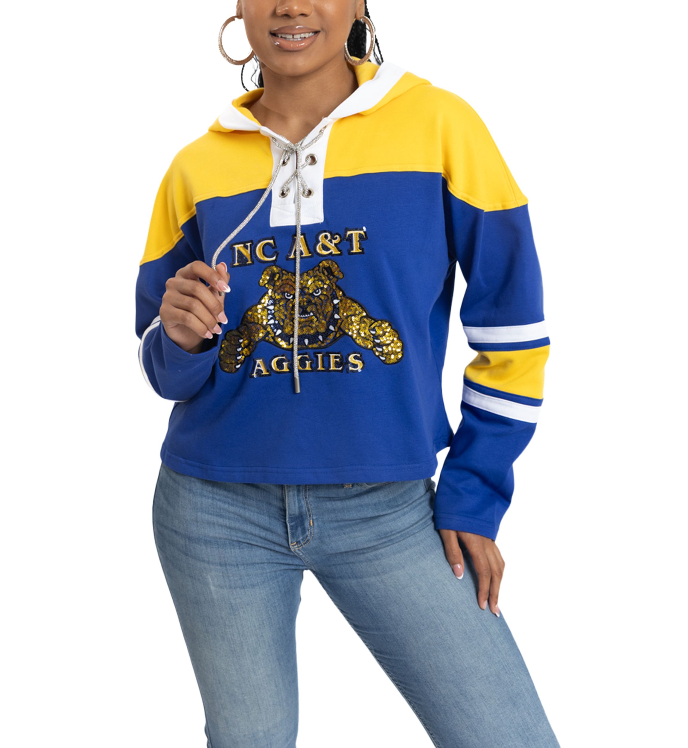NCAA NC A&T Aggies Cropped Graphic Sweatshirt Hoodie