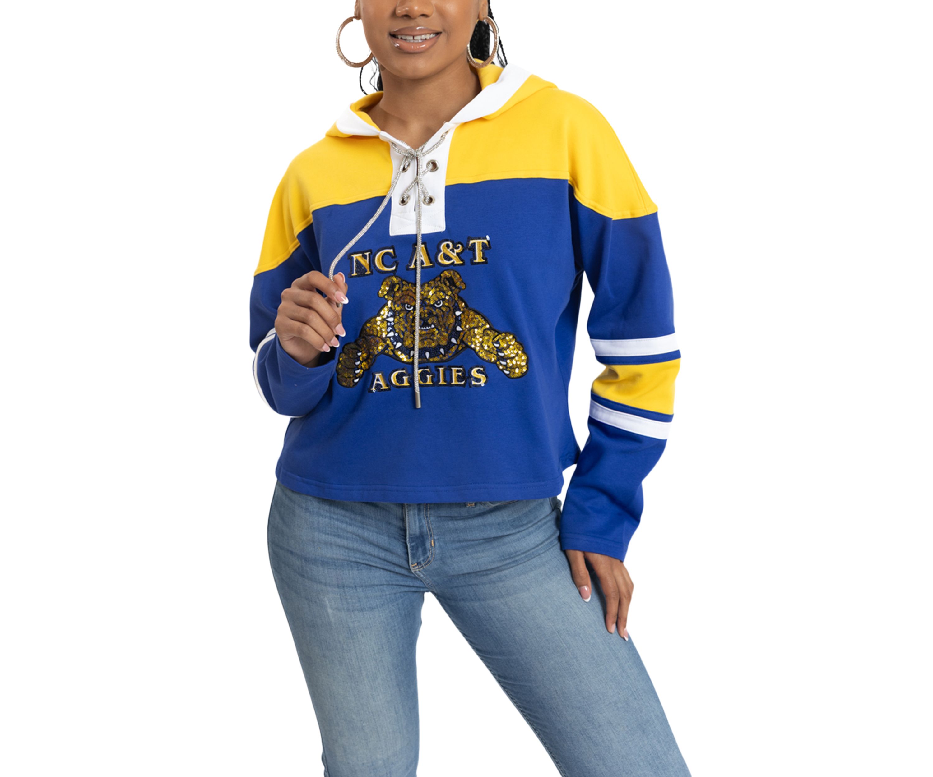 NCAA NC A&T Aggies Cropped Graphic Sweatshirt Hoodie
