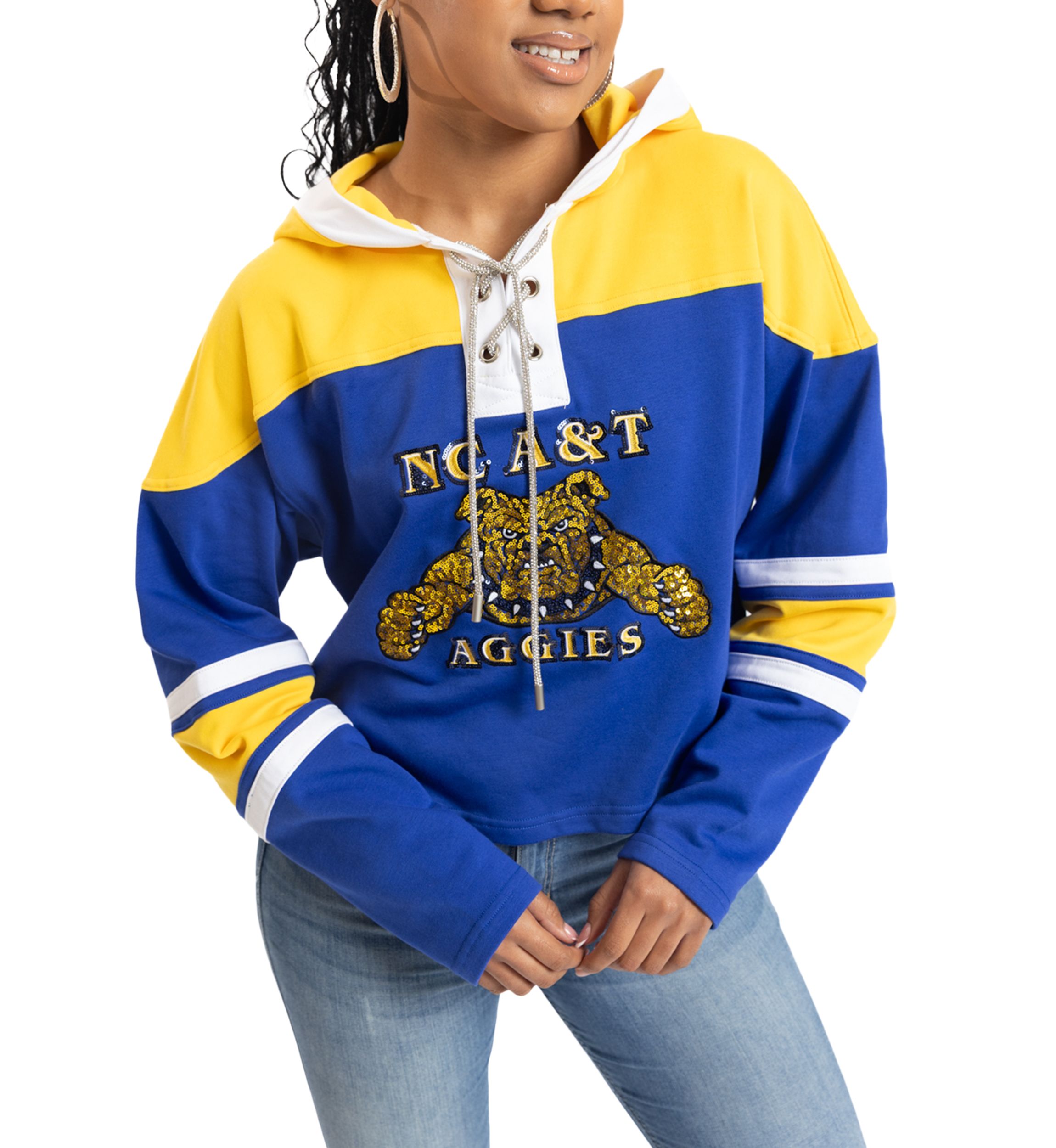 NCAA NC A&T Aggies Cropped Graphic Sweatshirt Hoodie