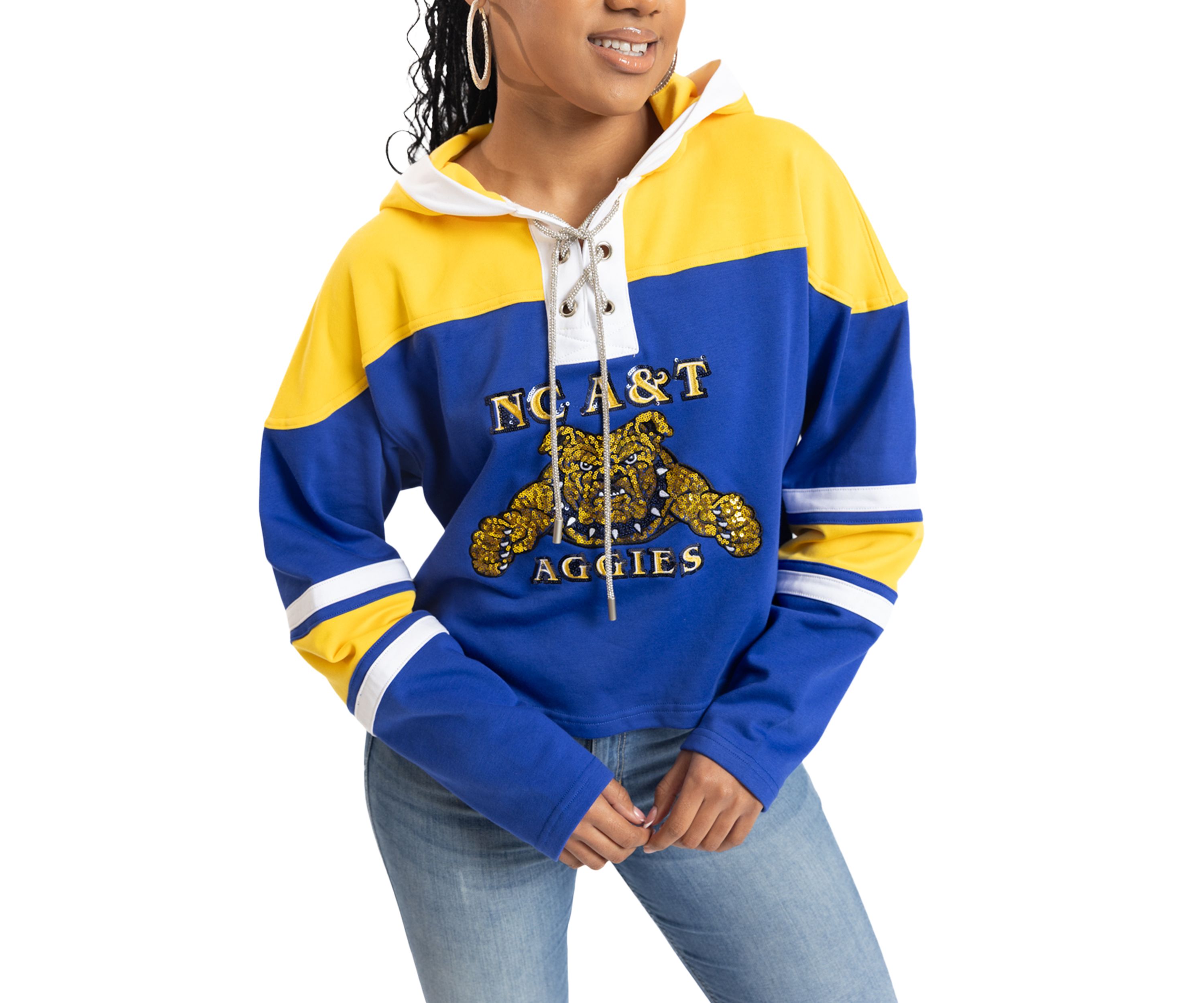 NCAA NC A&T Aggies Cropped Graphic Sweatshirt Hoodie