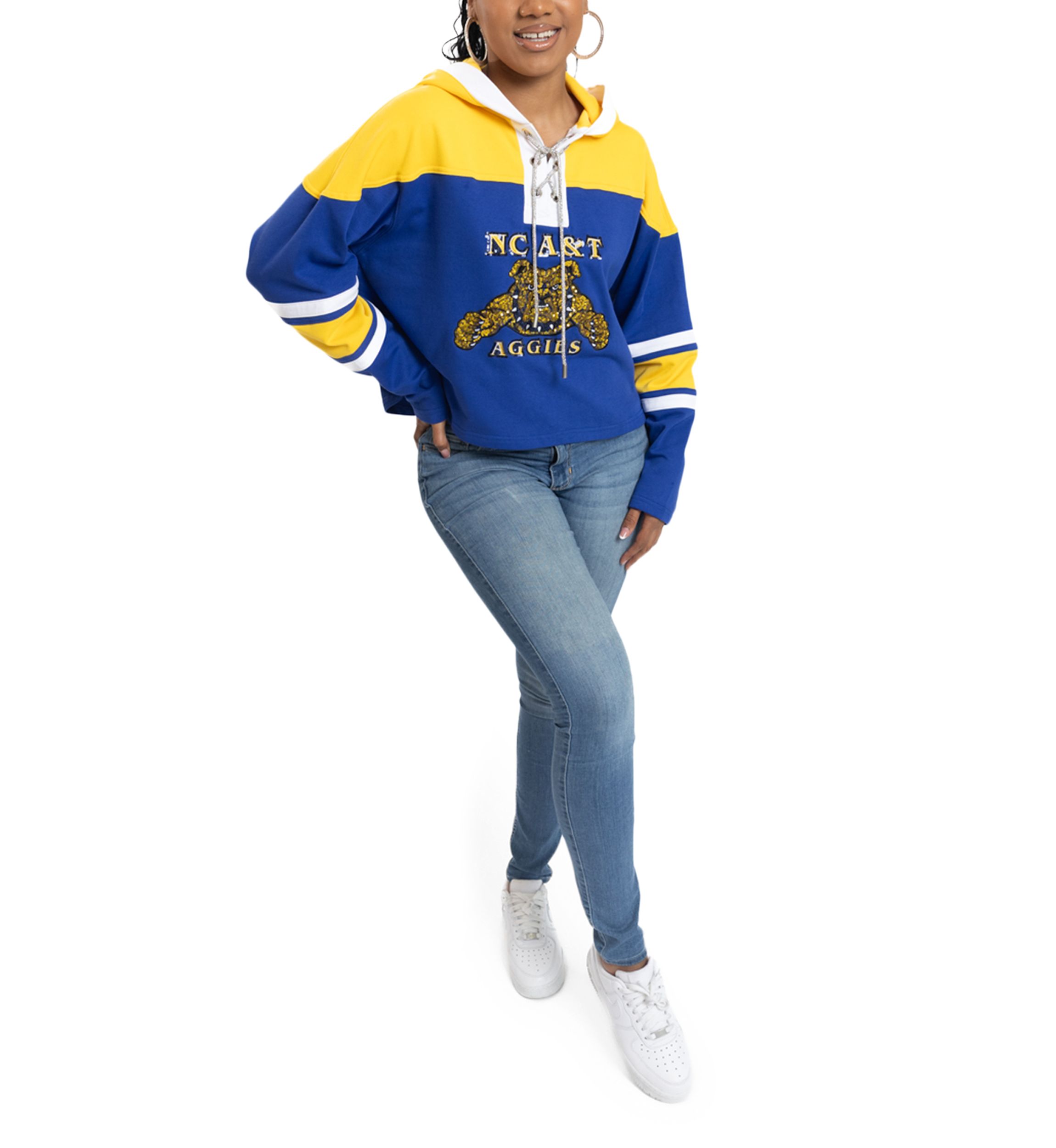 NCAA NC A&T Aggies Cropped Graphic Sweatshirt Hoodie