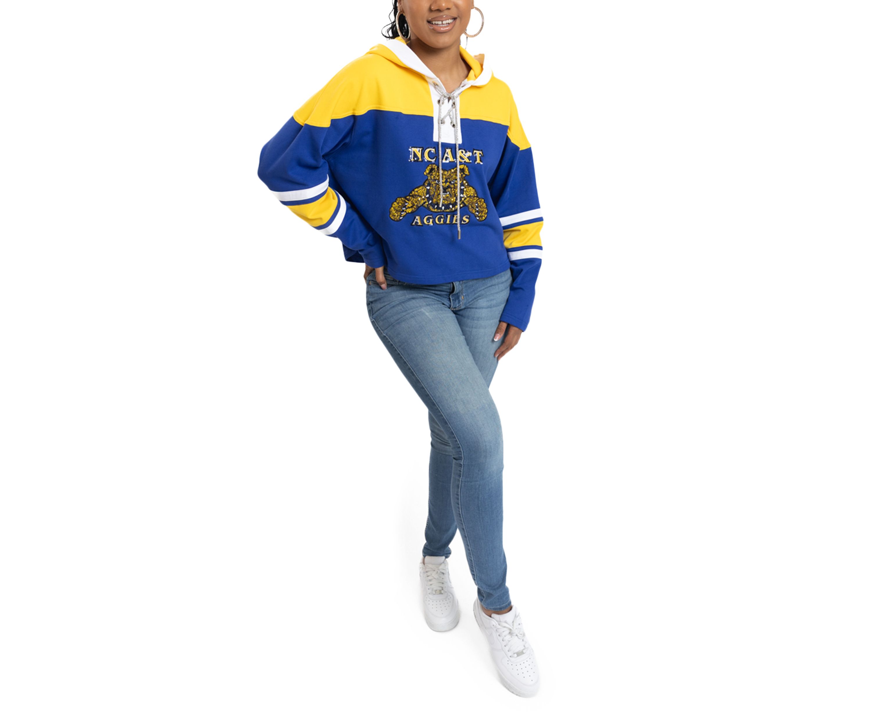 NCAA NC A&T Aggies Cropped Graphic Sweatshirt Hoodie