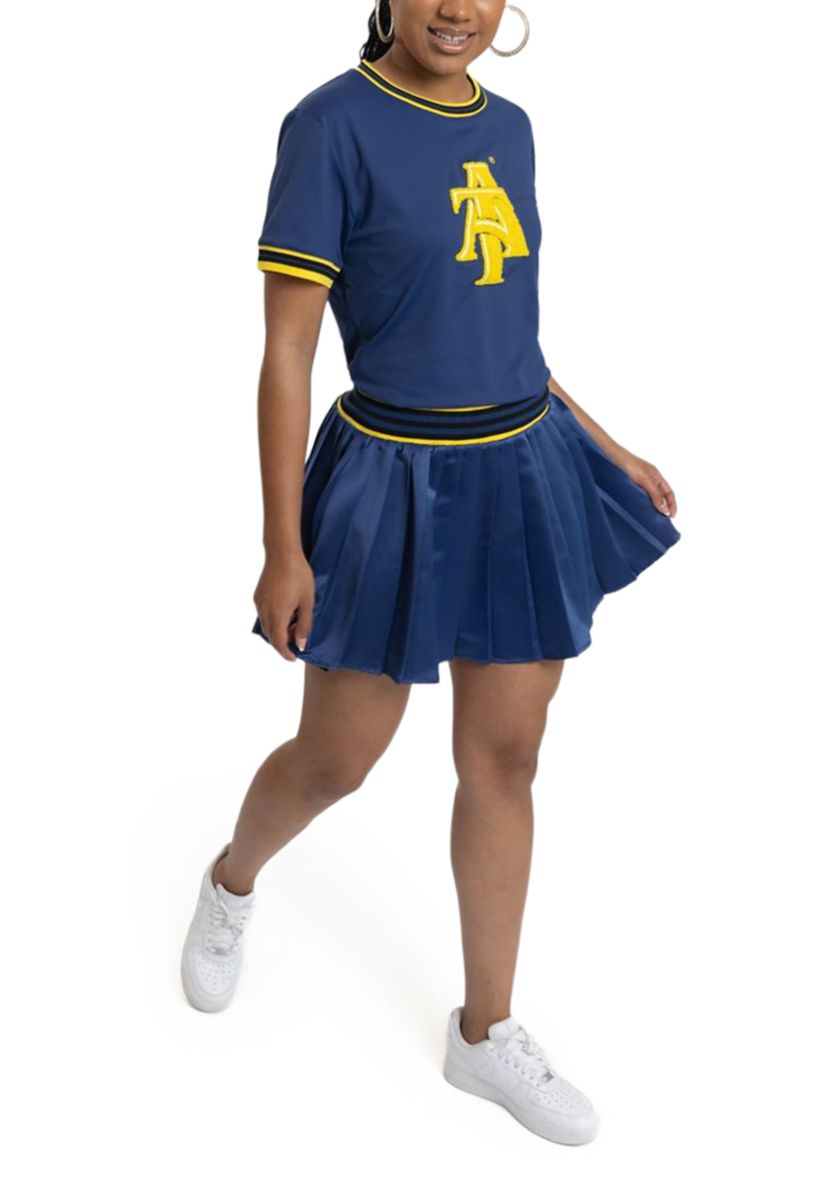 NCAA NC A&T Aggies Pleated Tennis Skirt and T-Shirt Set