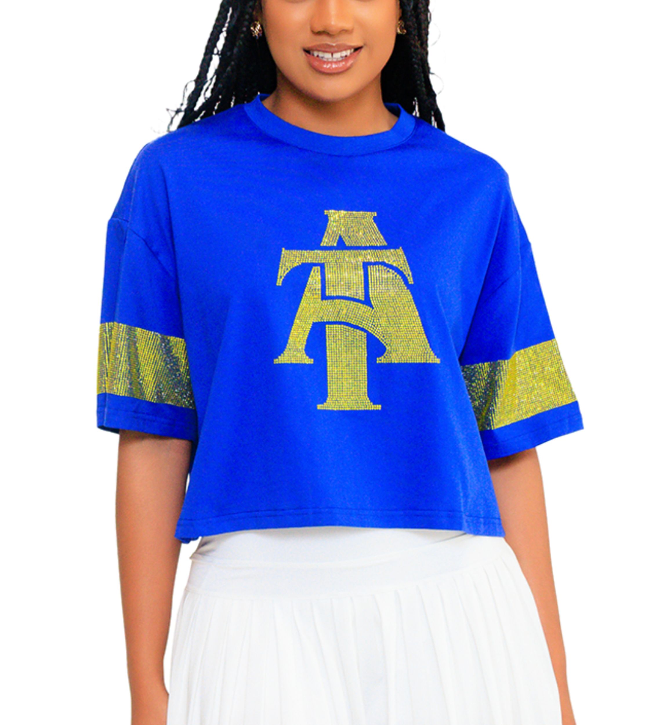 NCAA NC A&T Aggies Cropped Rhinestone T-Shirt