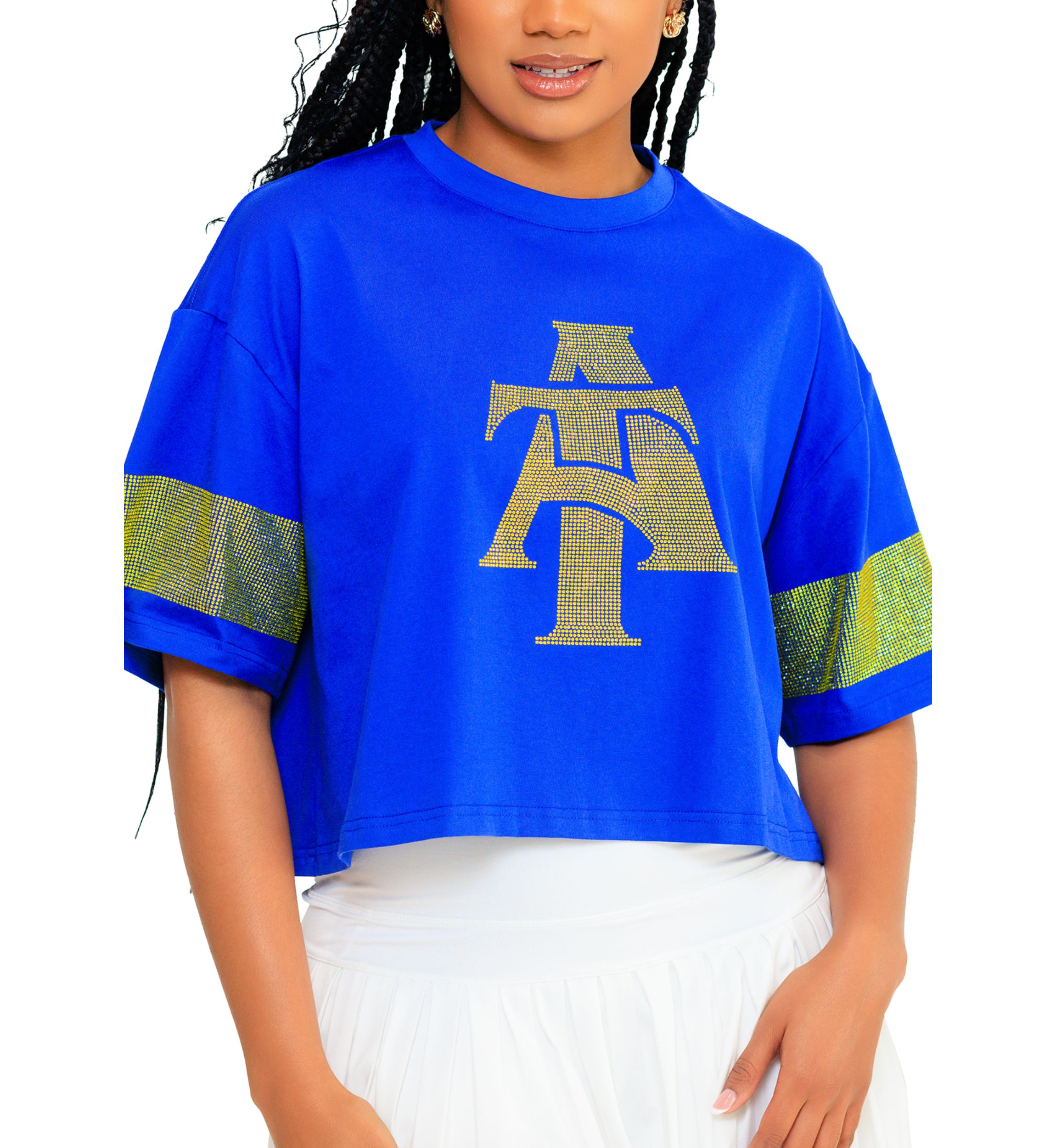 NCAA NC A&T Aggies Cropped Rhinestone T-Shirt
